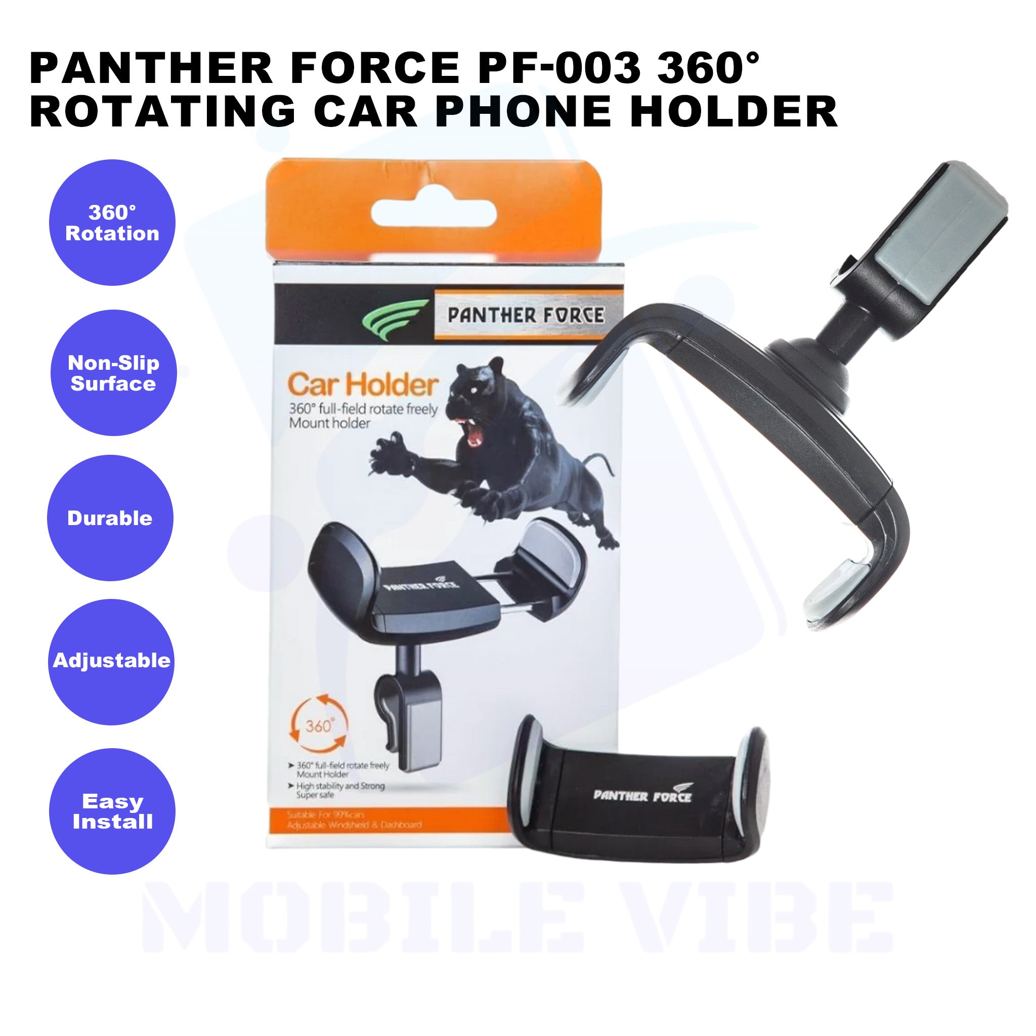Panther Force PF-003 360° Rotating Car Phone Holder Features
