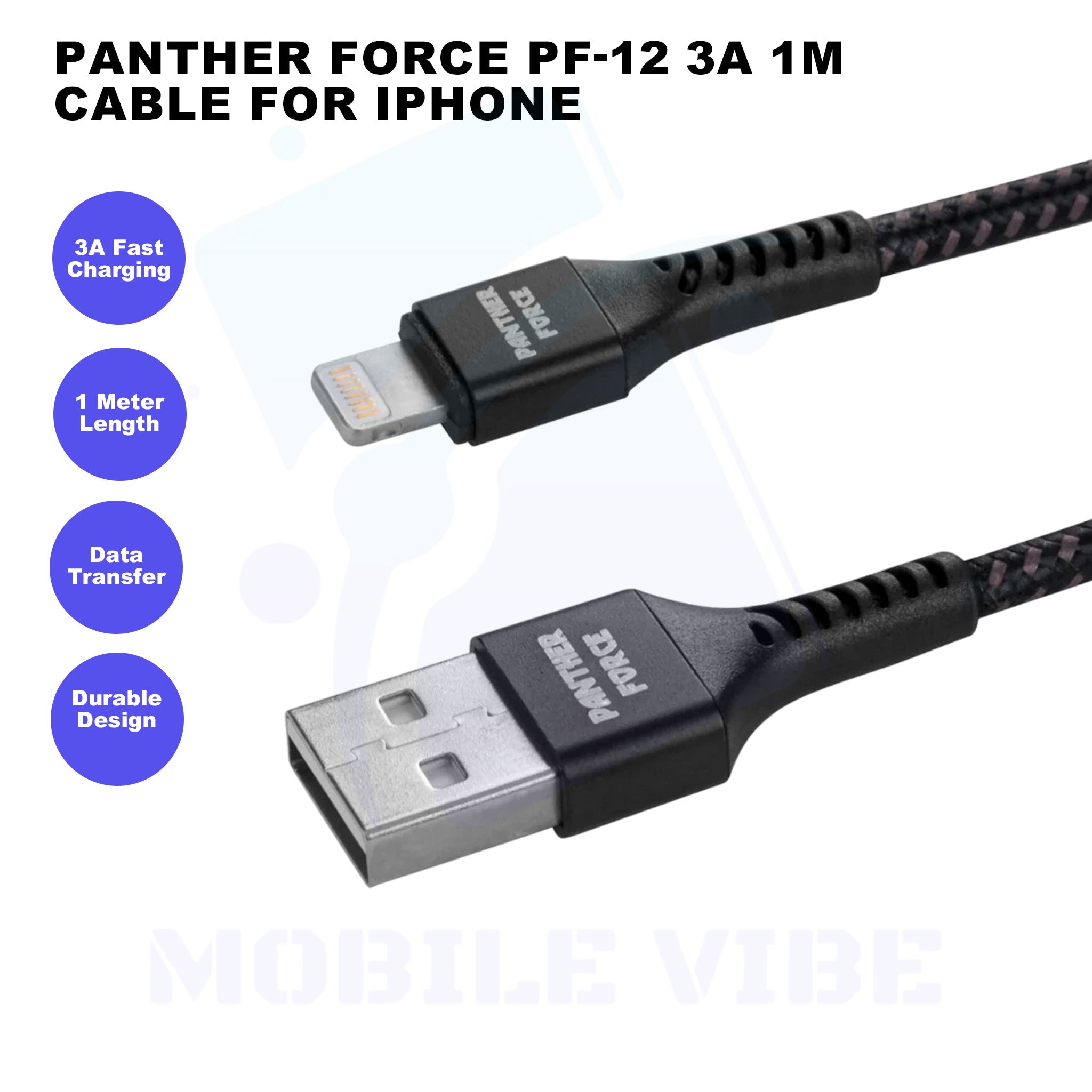 Panther Force PF-12 3A 1M Cable for iPhone Features