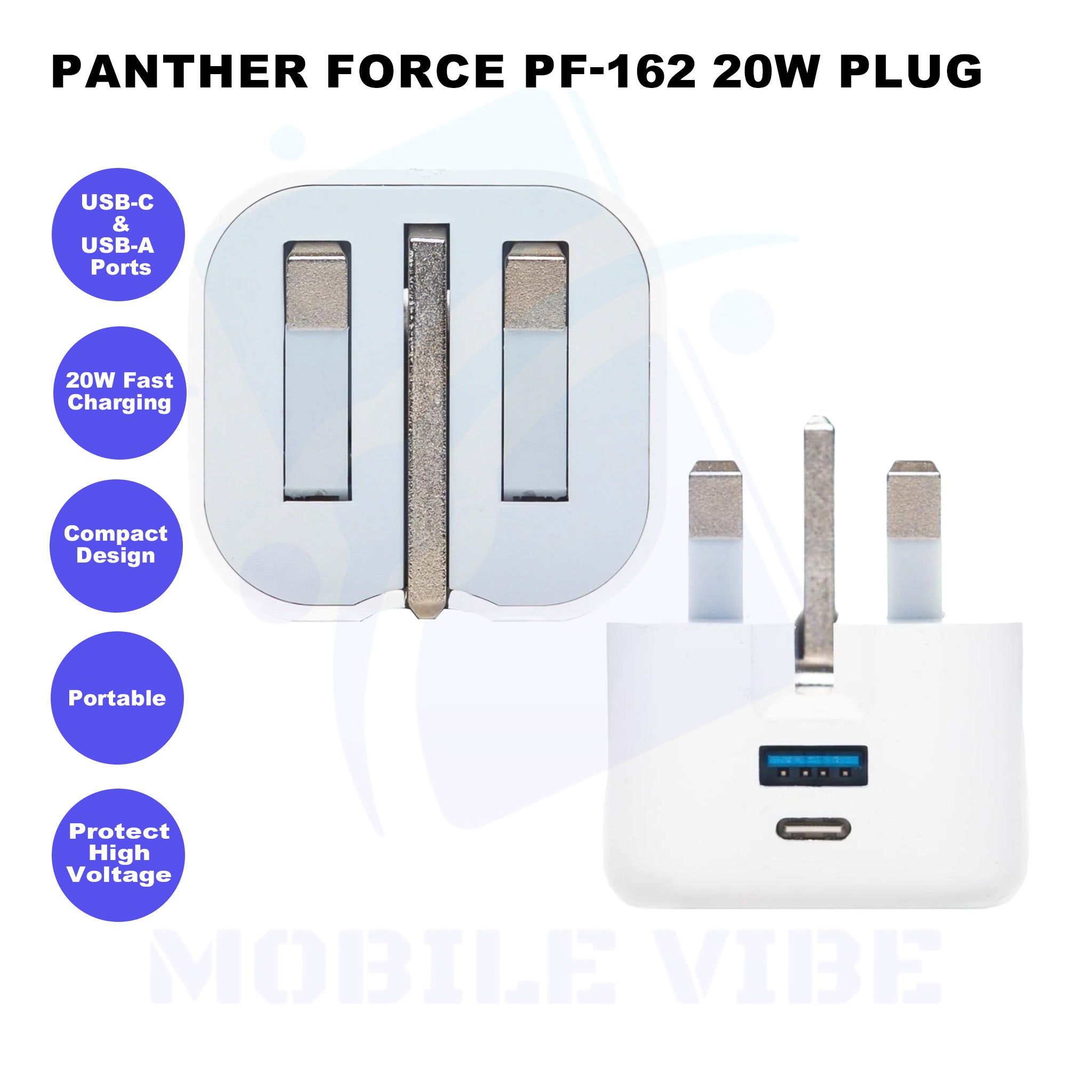 Panther Force PF-162 20W Plug with USB-C & USB-A Ports Features