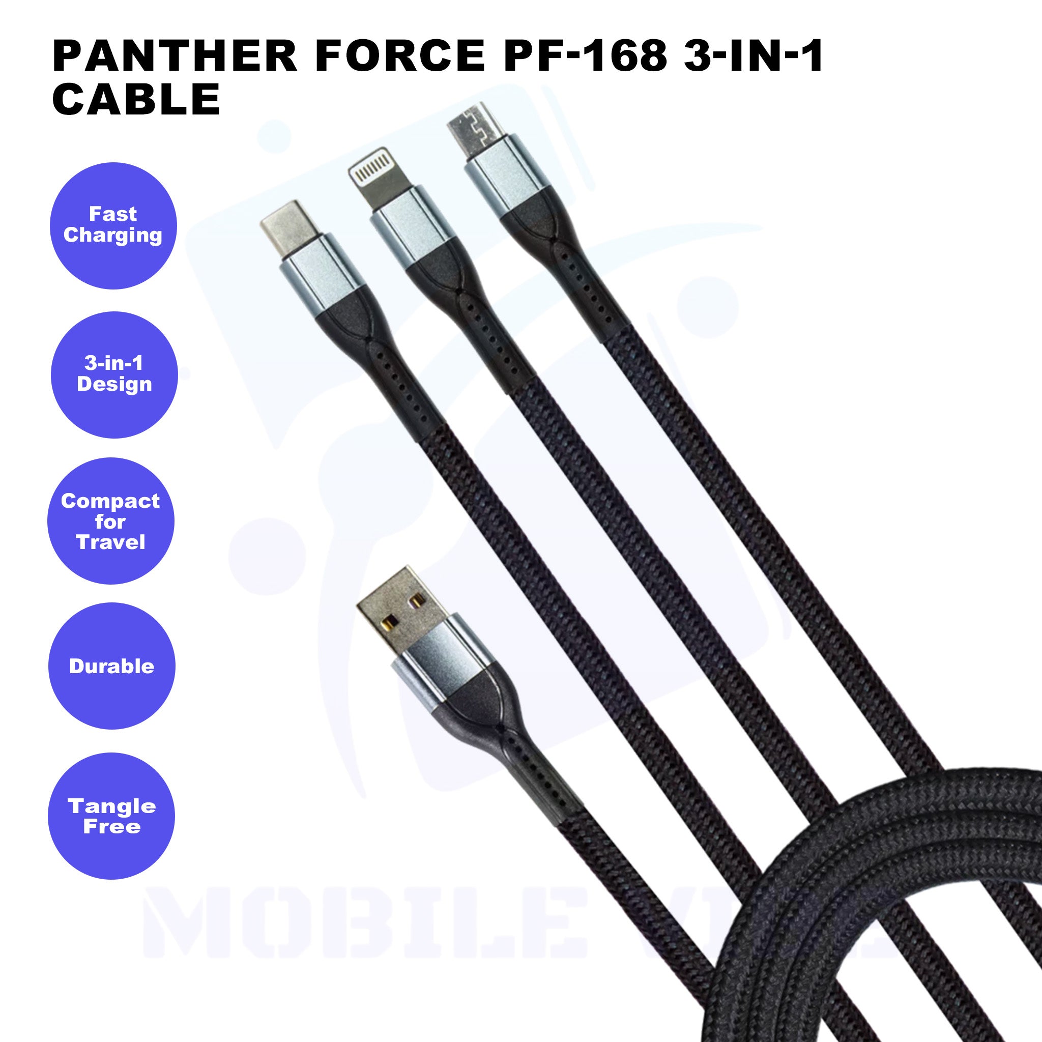 Panther Force PF-168 3-in-1 Cable Features