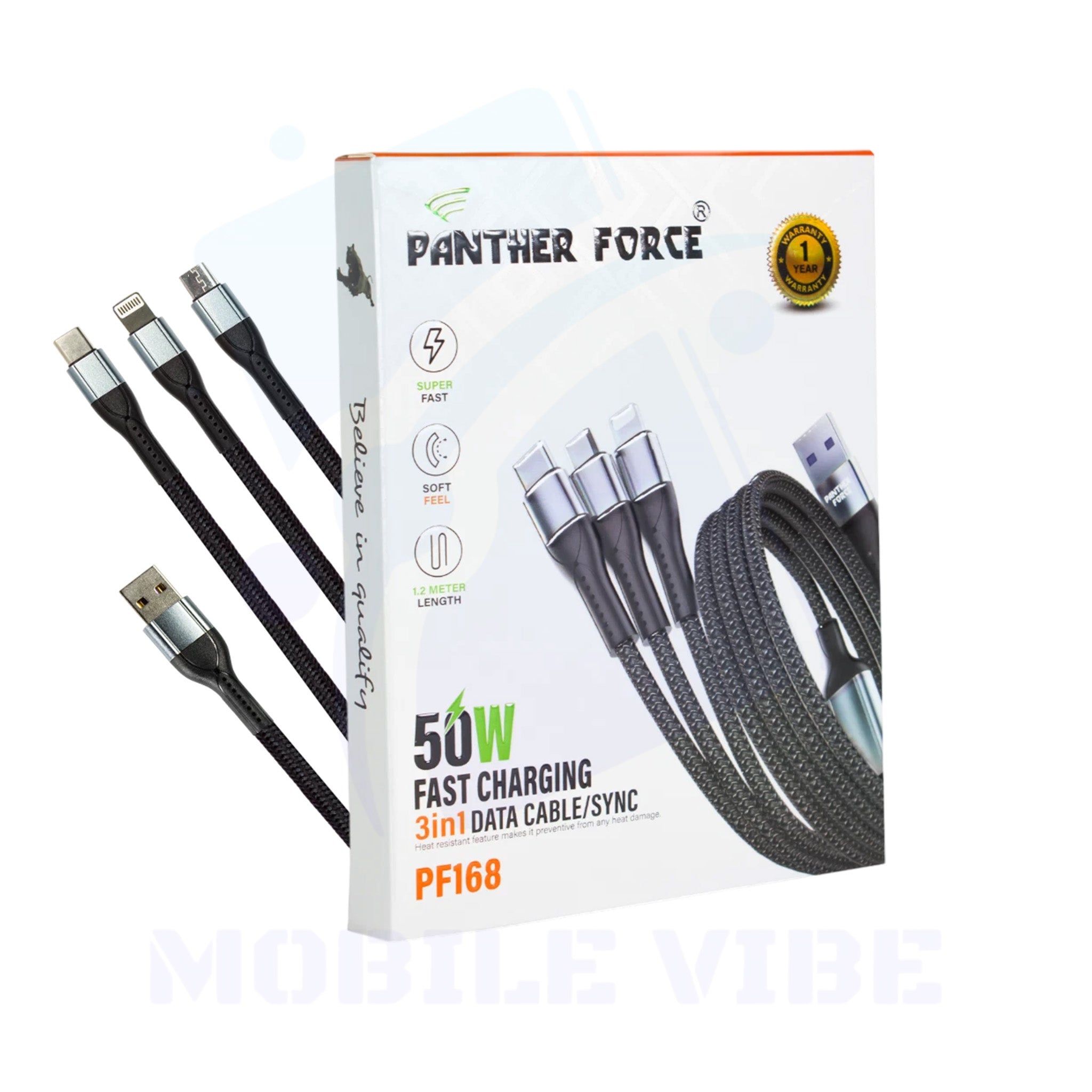 Panther Force PF-168 3-in-1 Cable for Seamless Connectivity