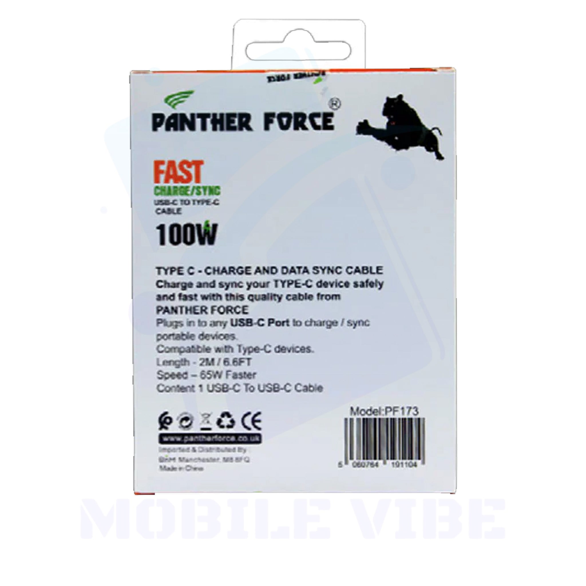 Panther Force PF-173 65W Type-C to Type-C 2m Cable packed