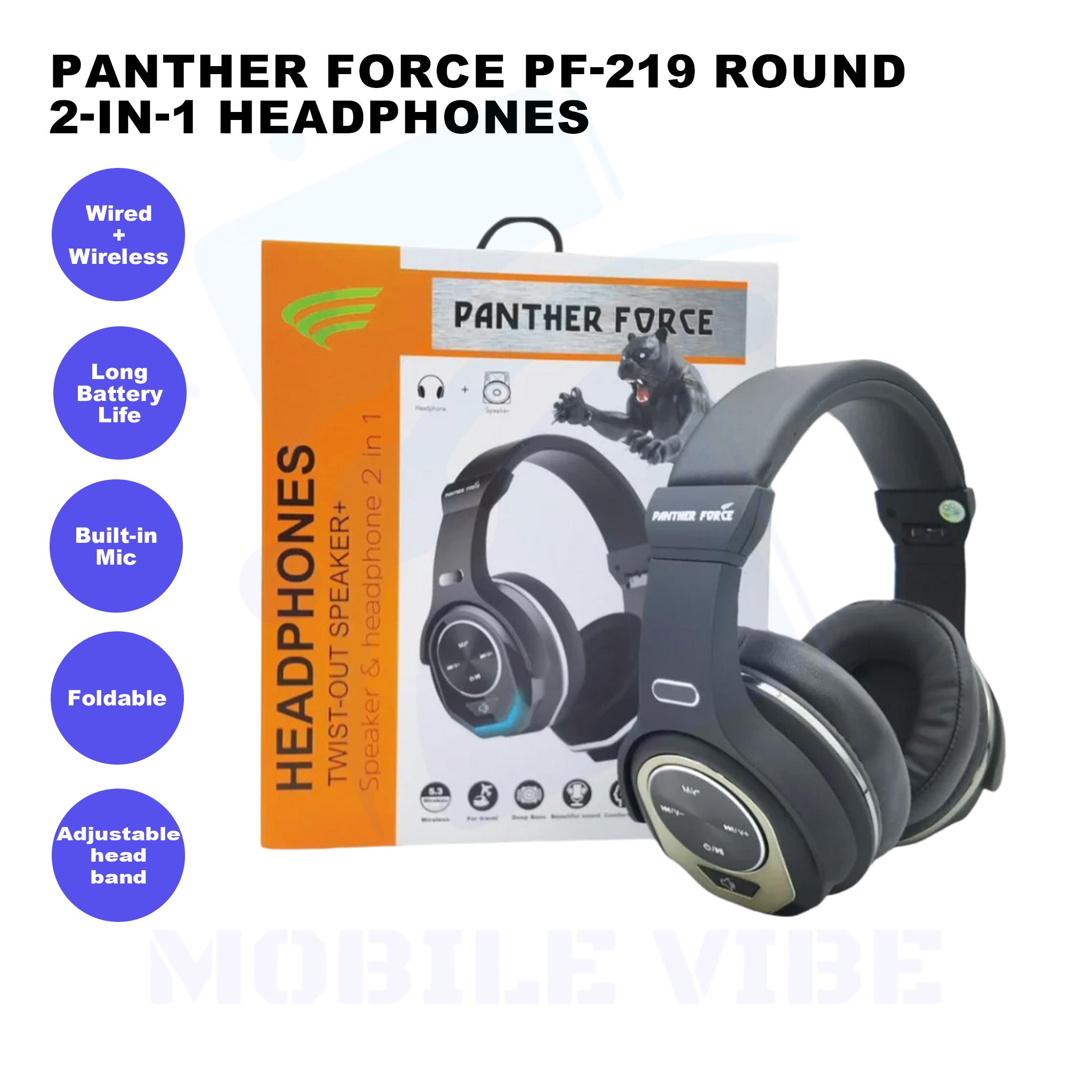 Panther Force PF-219 Round 2-in-1 Headphones Features