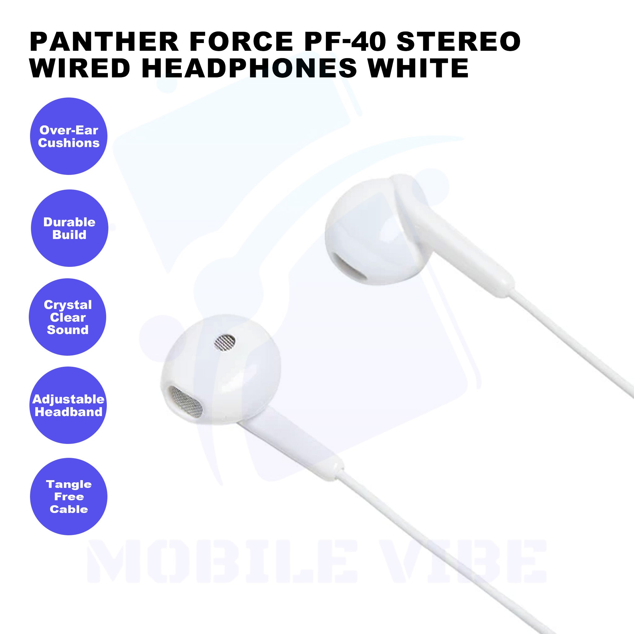 Panther Force PF-40 Stereo Wired Headphones White Features