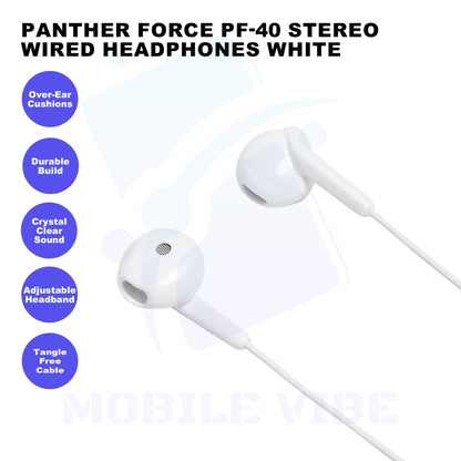 Panther Force PF-40 Stereo Wired Headphones White Features