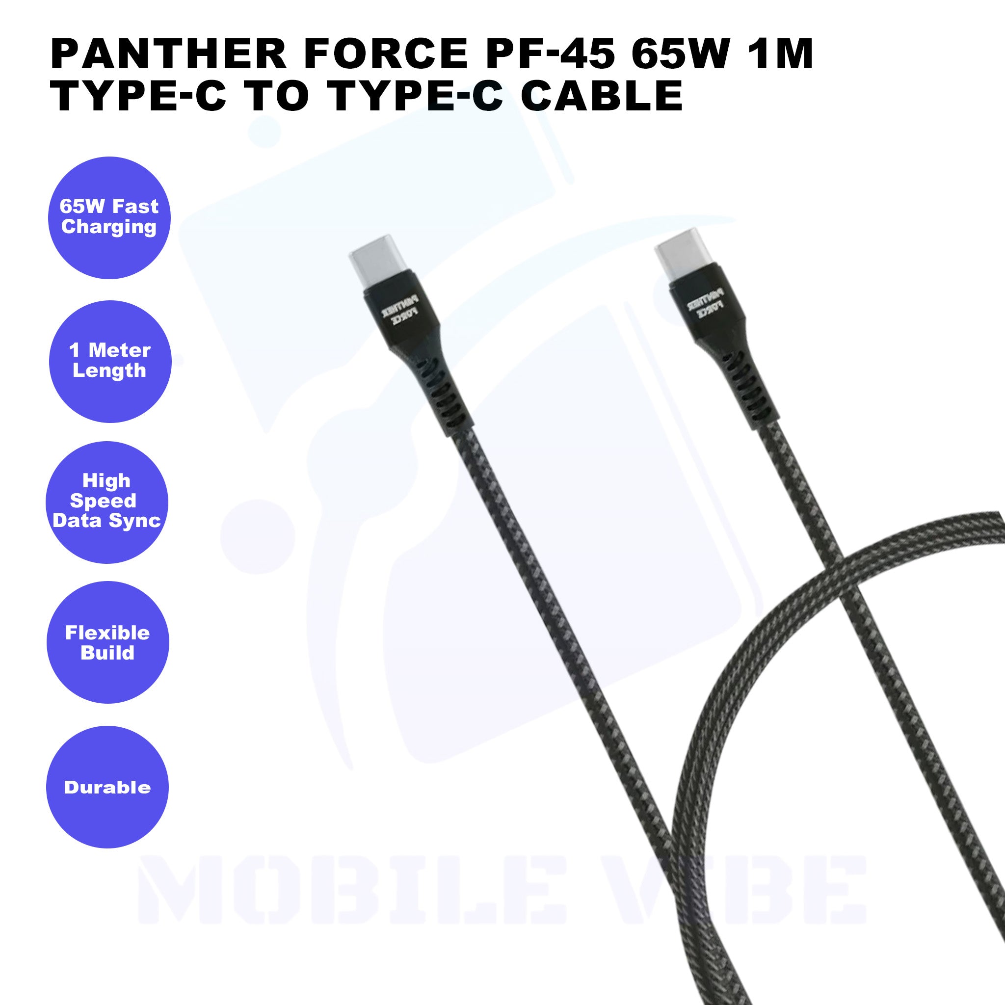 Panther Force PF-45 65W 1M Type-C to Type-C Cable Features