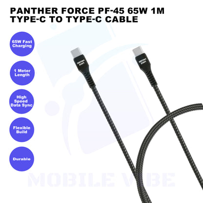 Panther Force PF-45 65W 1M Type-C to Type-C Cable Features