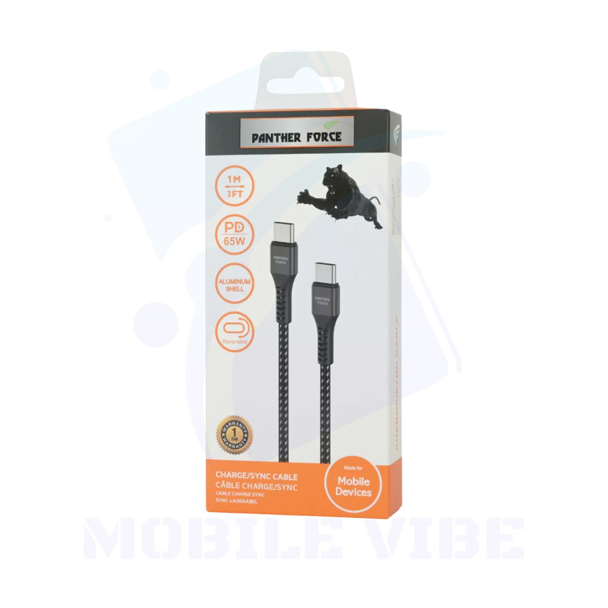 Panther Force PF-45 65W 1M Type-C to Type-C Cable with box