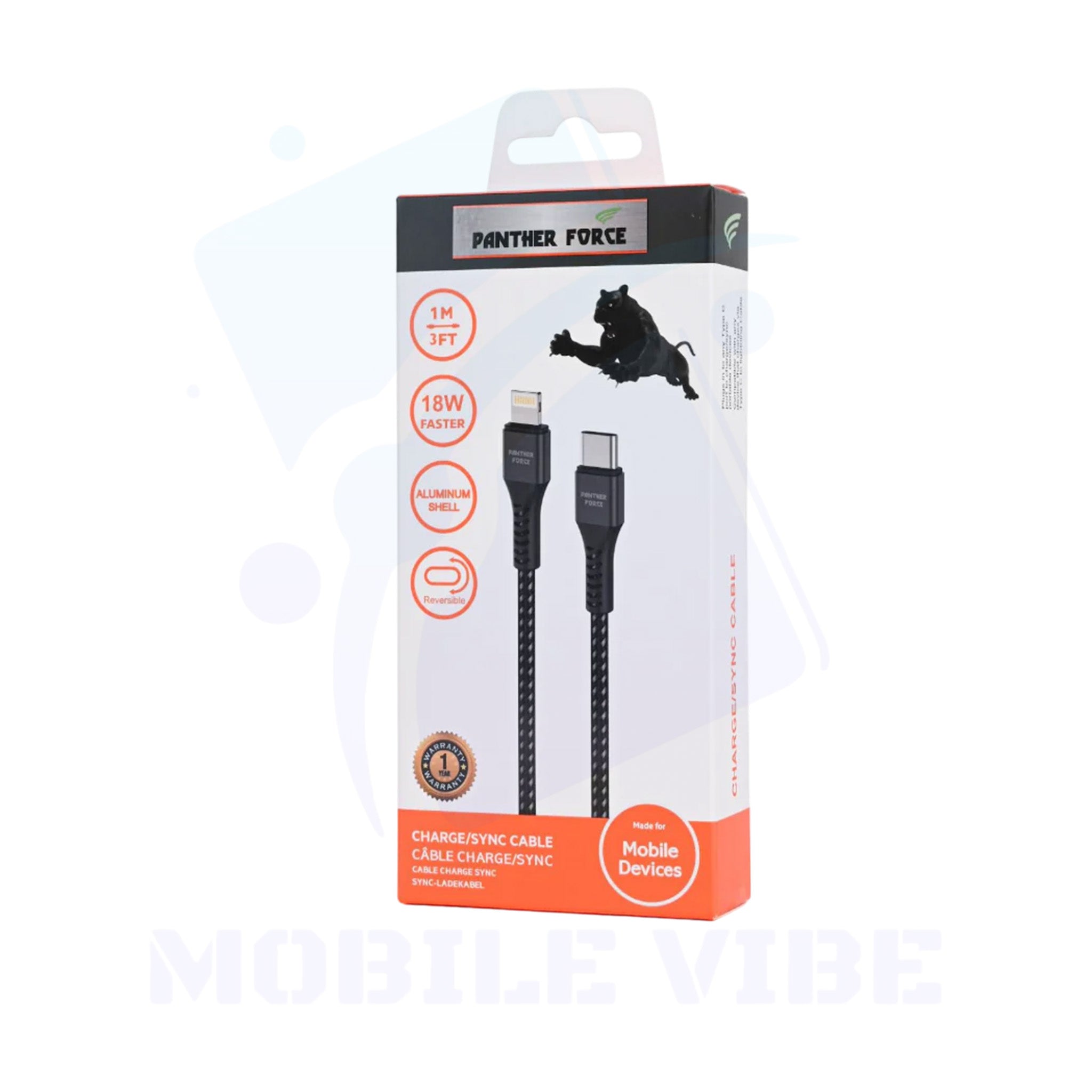 Panther Force PF-46 1M Type-C to Lightning Cable with box