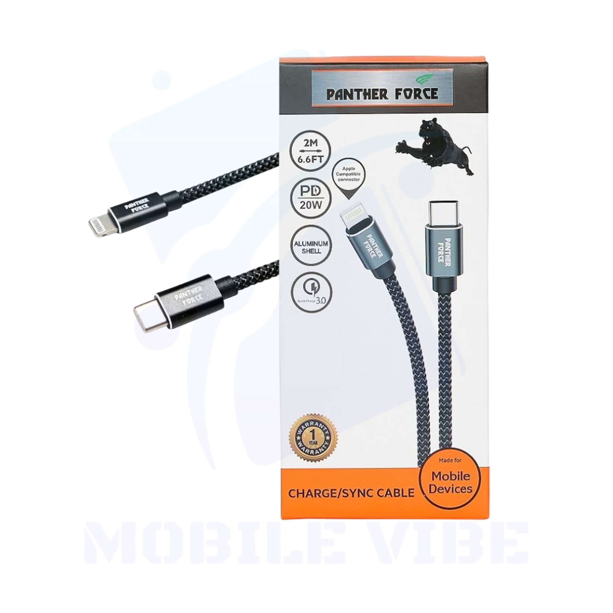 Panther Force PF-62 USB-C to Apple Fast PD Charge/Sync Cable Packed