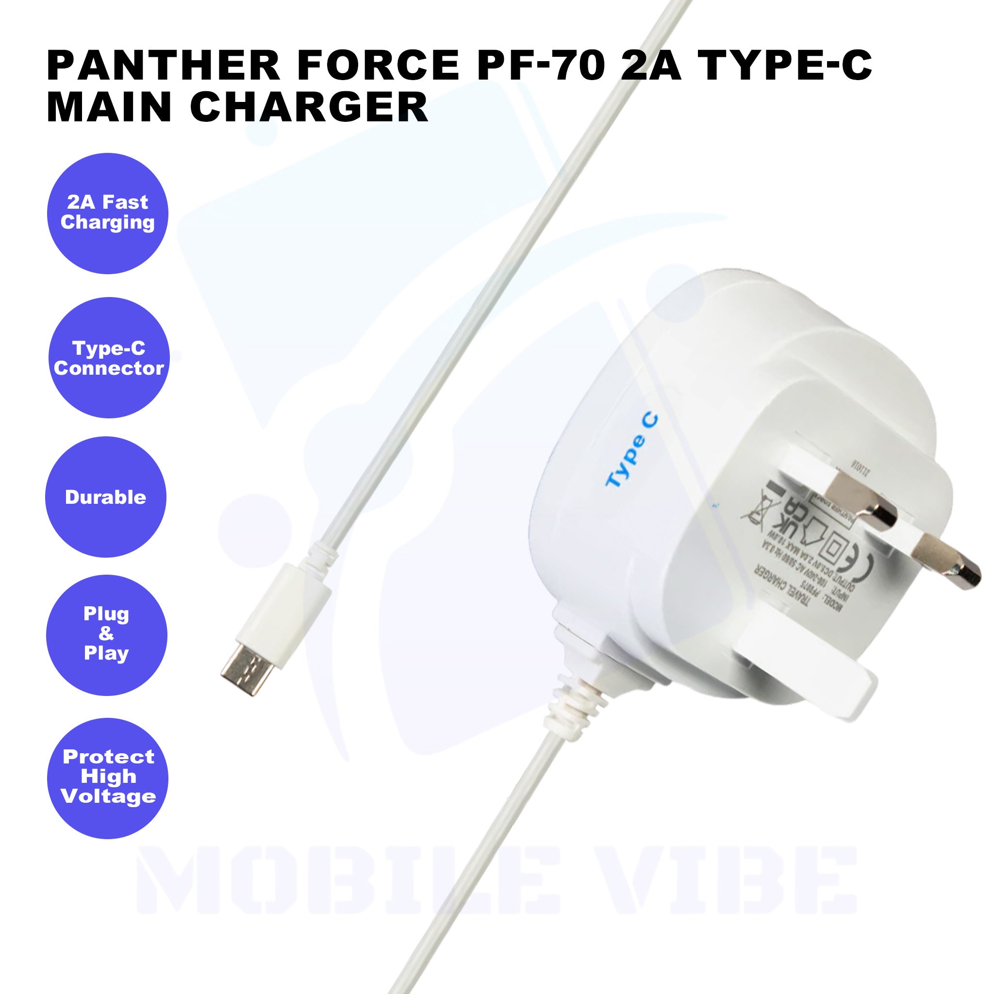 Panther Force PF-70 2A Type-C Main Charger Features