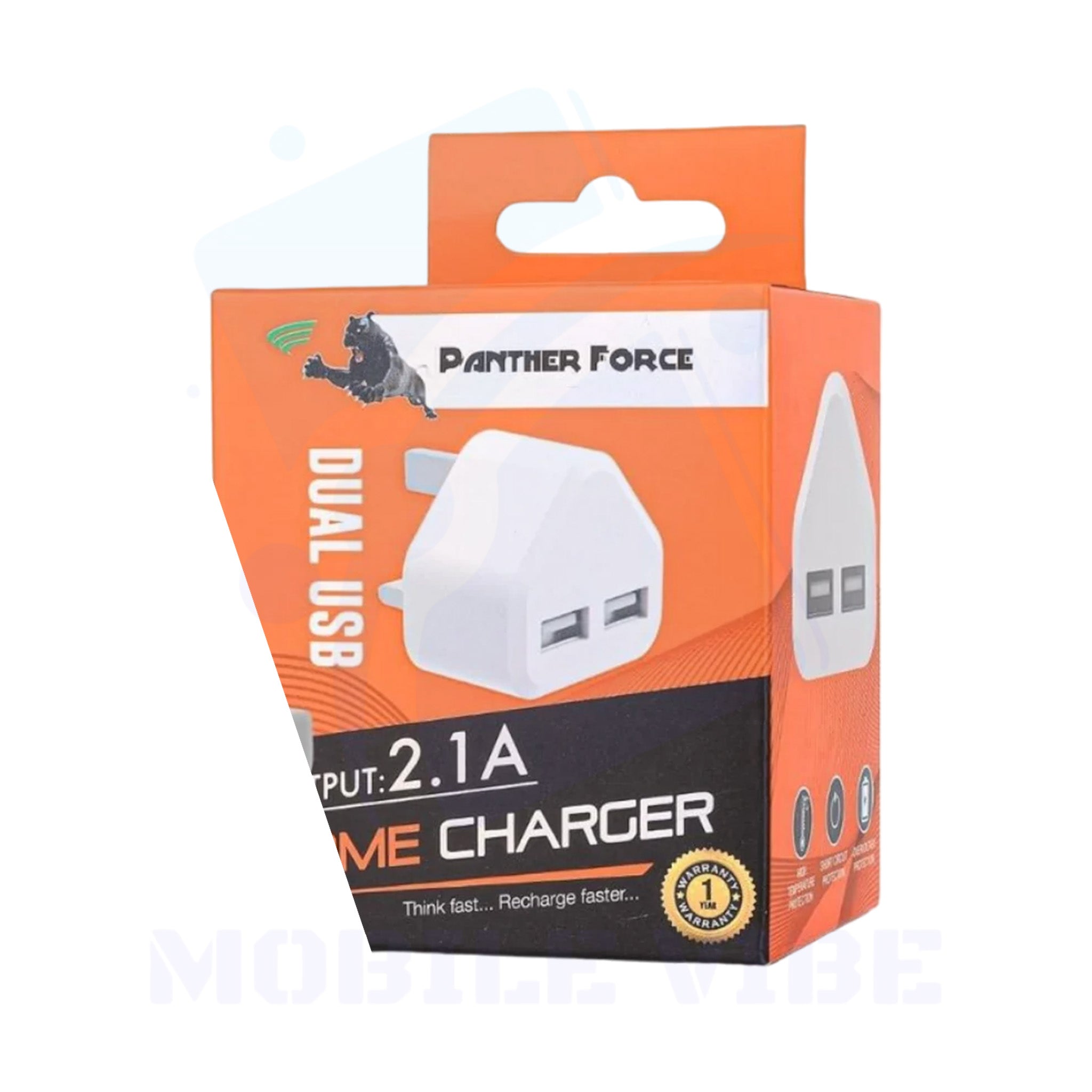 Panther Force PF-73 2.4A Dual USB Plug Packed