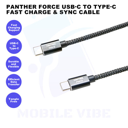 Panther Force USB-C to Type-C Fast Charge & Sync Cable Features