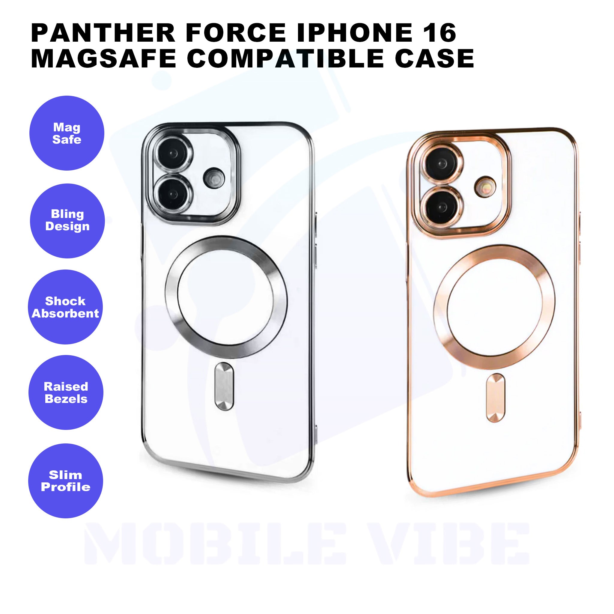 Panther Force iPhone 16 MagSafe Compatible Cute Bling Luxury Soft TPU Protective Case Features