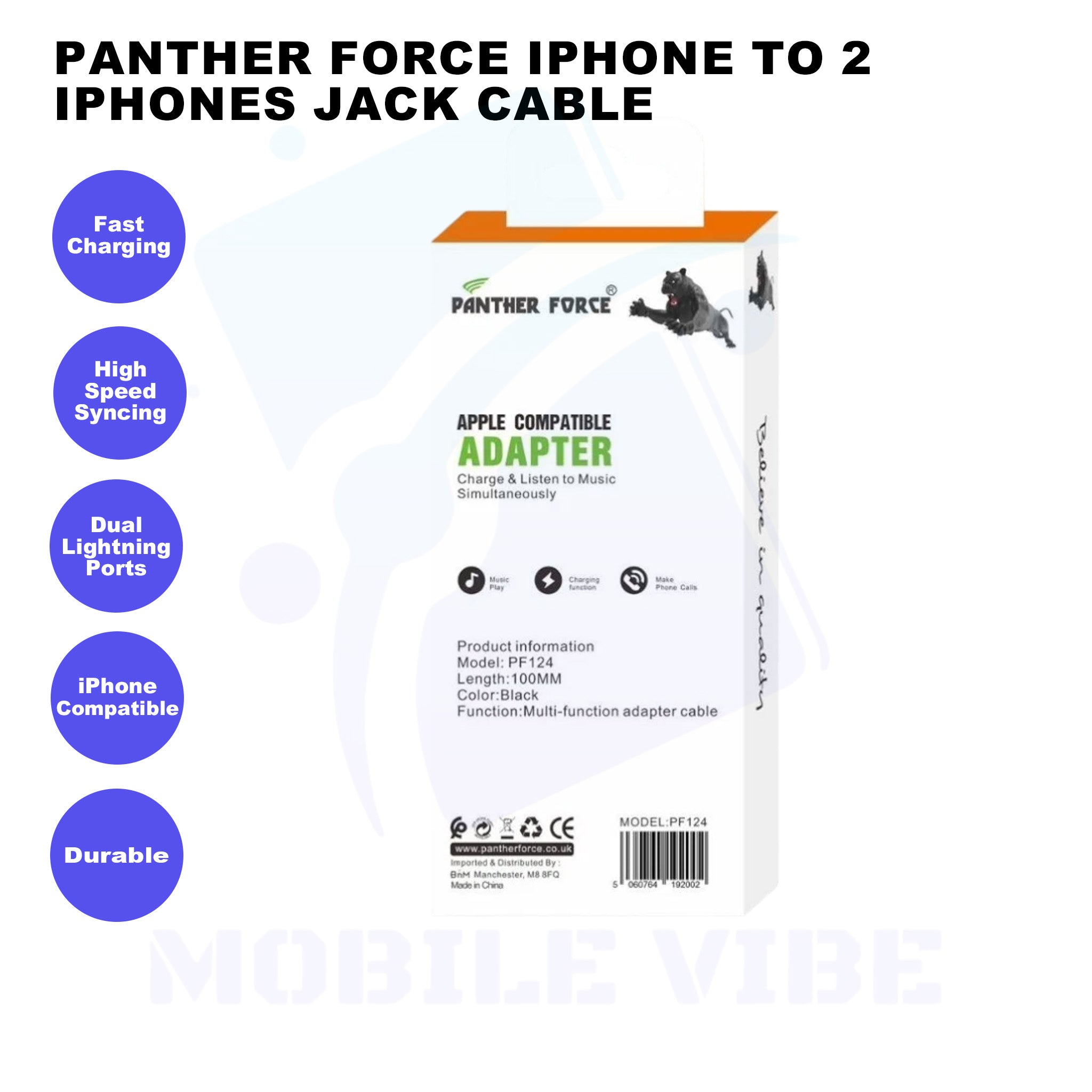 Panther Force iPhone to 2 iPhones Jack Cable Features