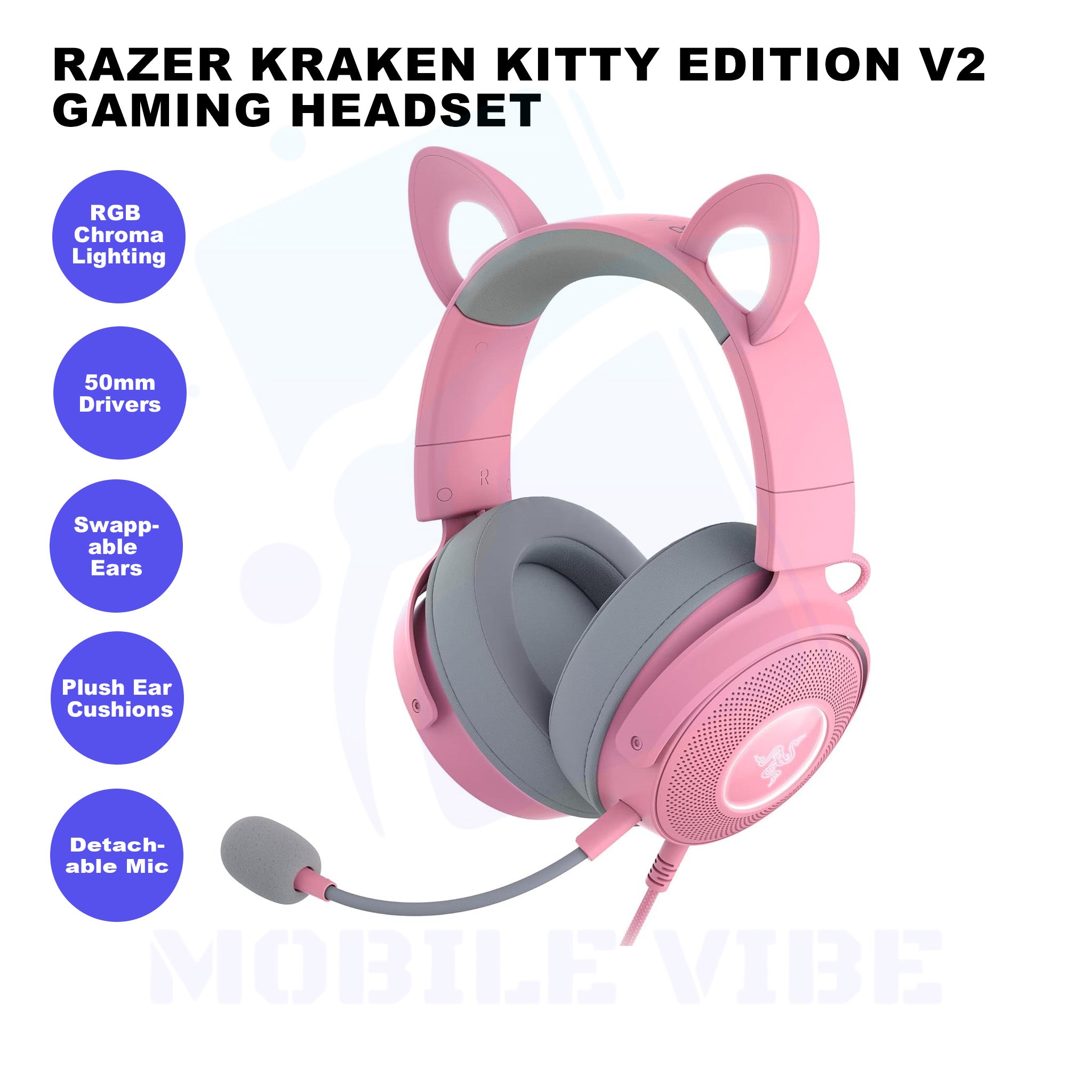 Razer Kraken Kitty Edition V2 Pro Headset Features