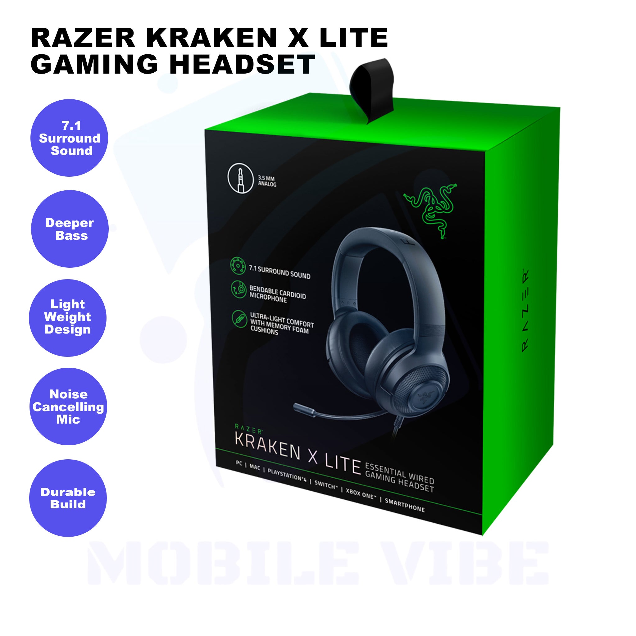 Razer Kraken X Lite – Lightweight Gaming Headset Features