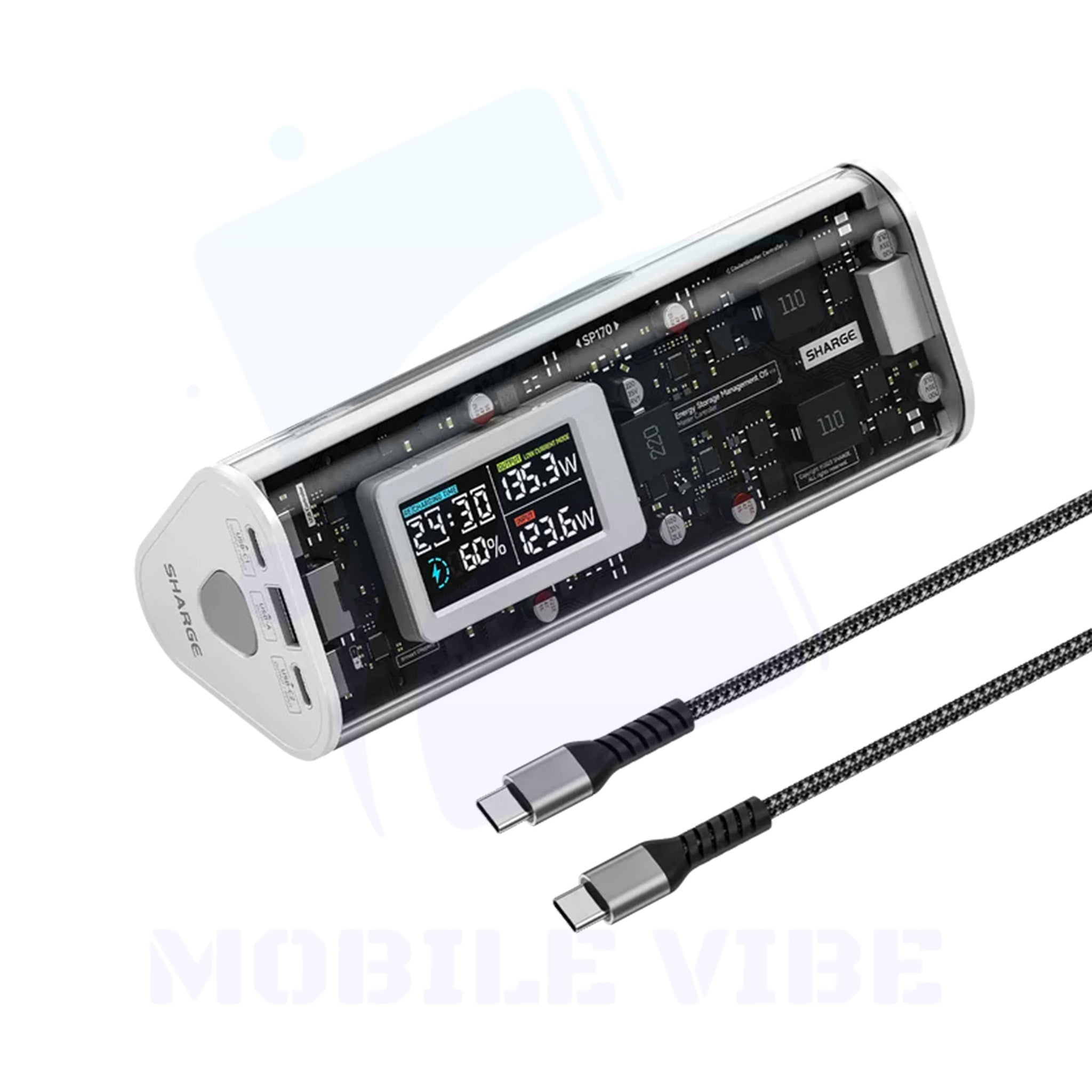 Shargeek 170 – 170 W Transparent Power Bank with while colour