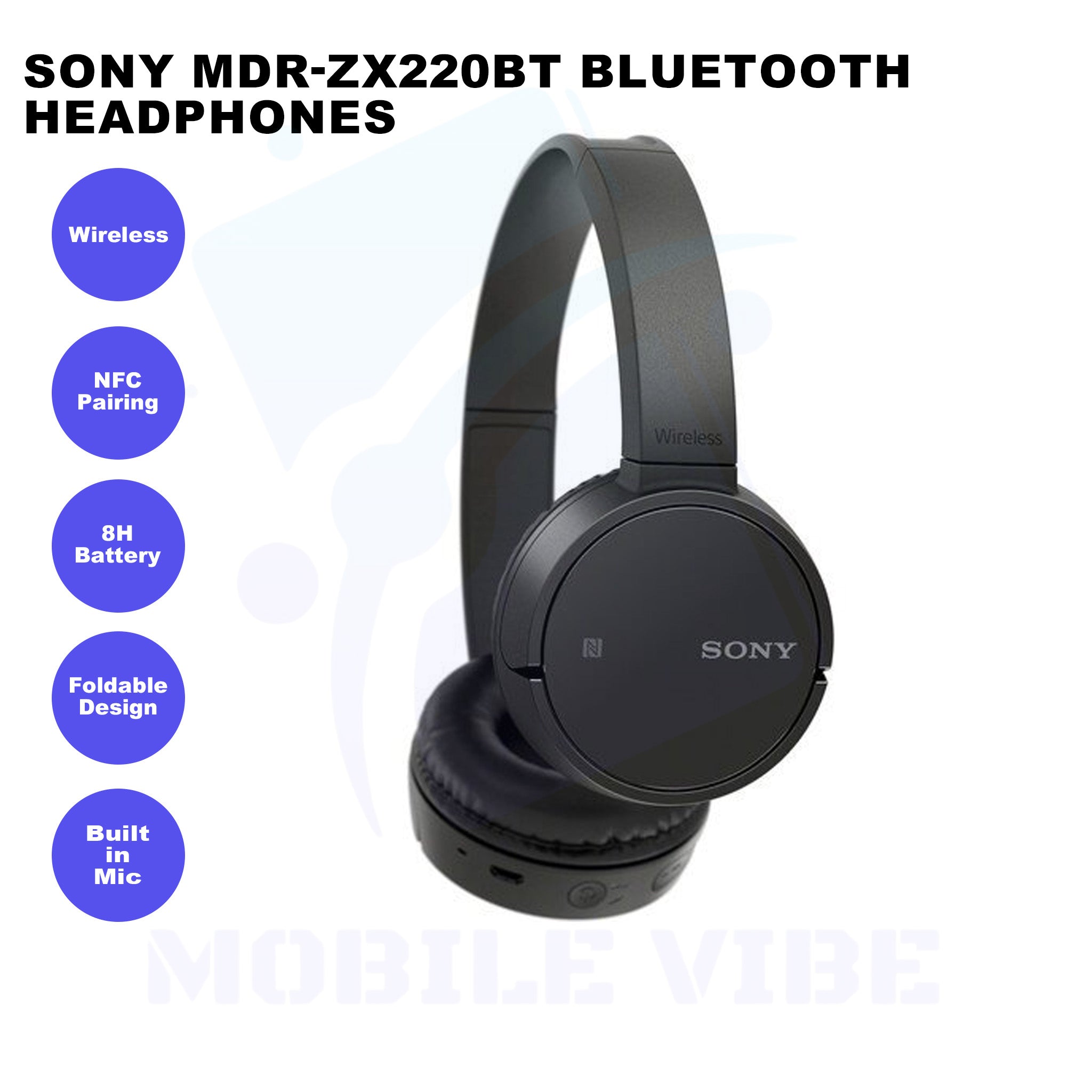 Sony MDR-ZX220BT Bluetooth Headphones Features