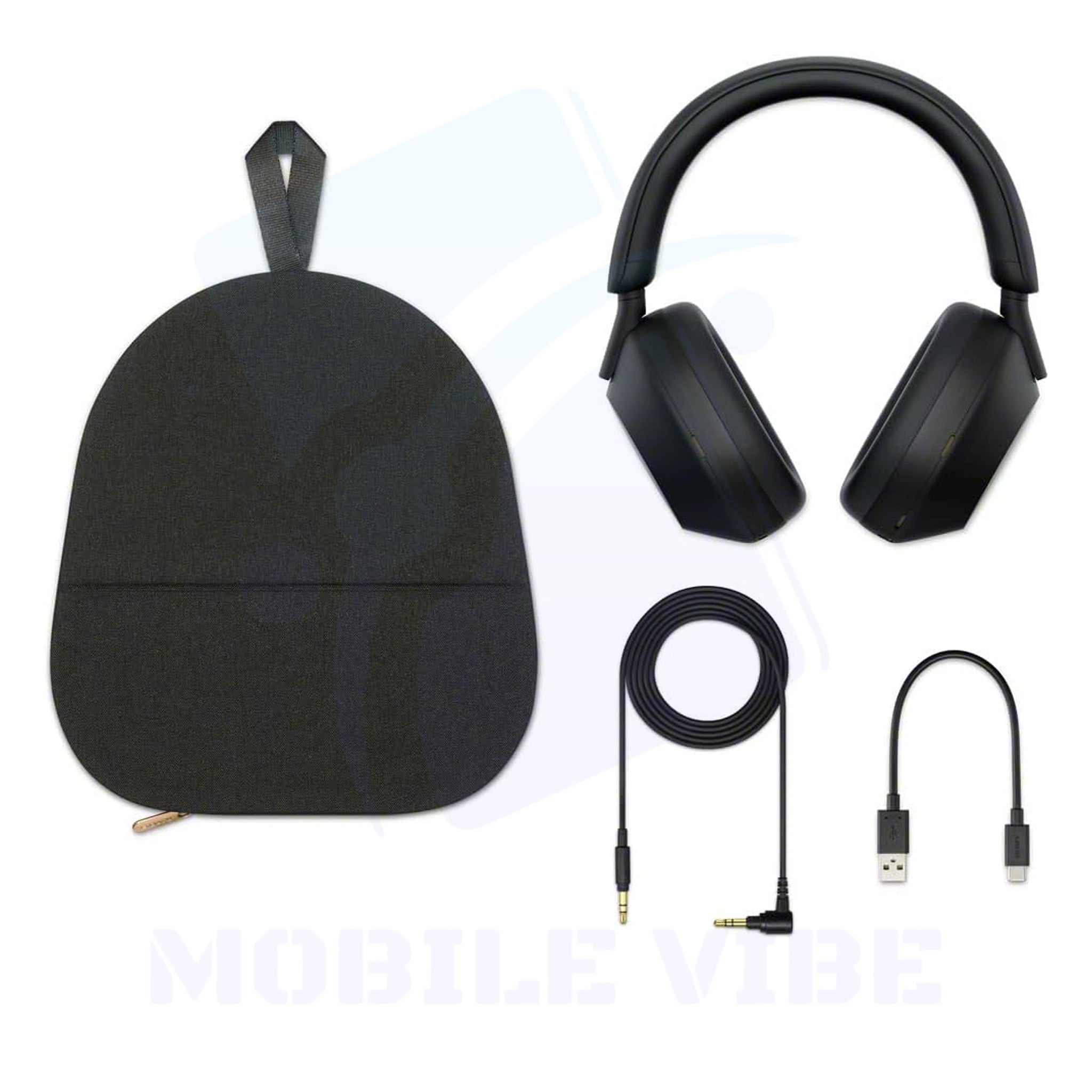 Sony WH-1000XM5/B Wireless Industry Leading Noise cancelling Bluetooth Headphones with box items