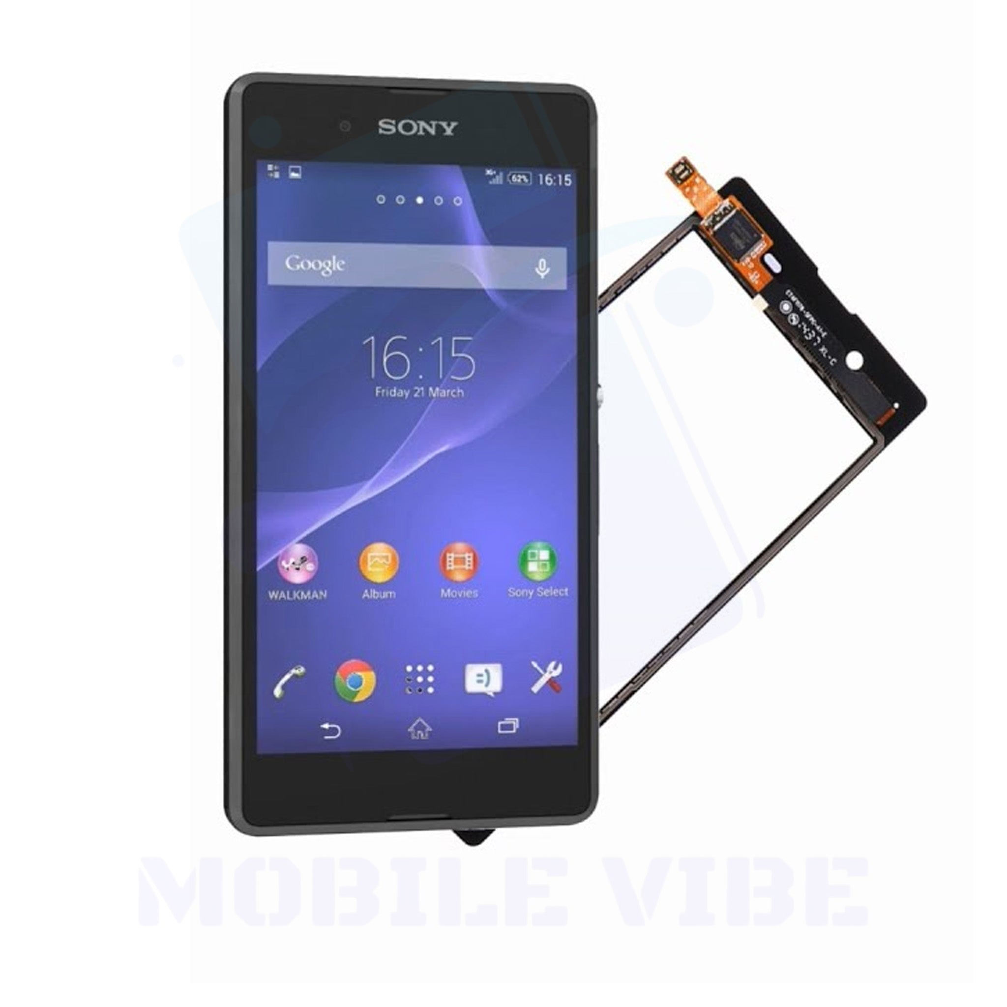Sony Xperia E3 Black LCD Screen Replacement with Touch Digitizer & Frame