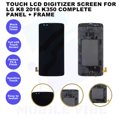 Touch LCD Digitizer Screen for LG K8 2016 K350 Complete Panel + Frame Features