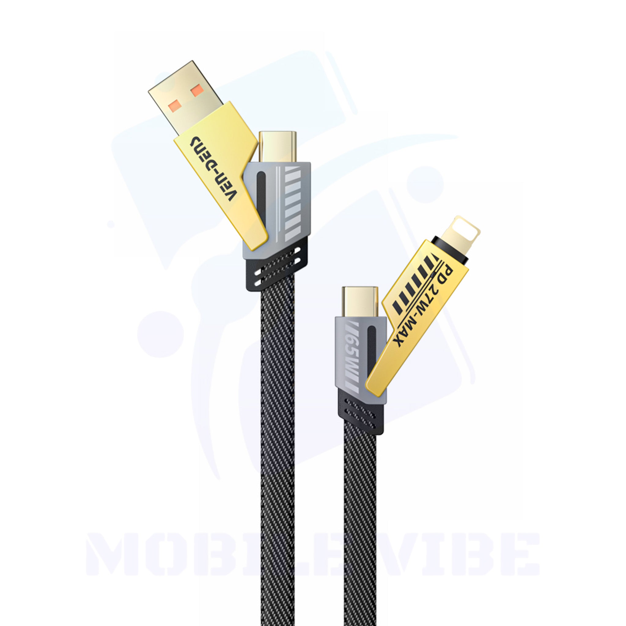 VEN-DENS 4 in 1 Multi Charger Cable | 65W Fast Charging | Multi-Port Cable | USB A/C