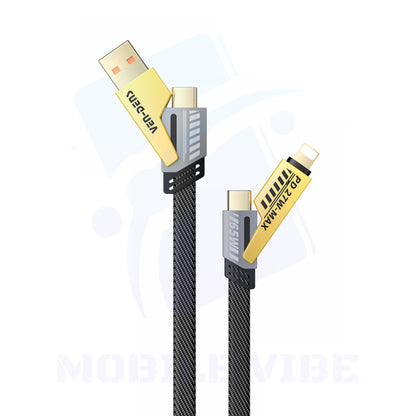 VEN-DENS 4 in 1 Multi Charger Cable | 65W Fast Charging | Multi-Port Cable | USB A/C