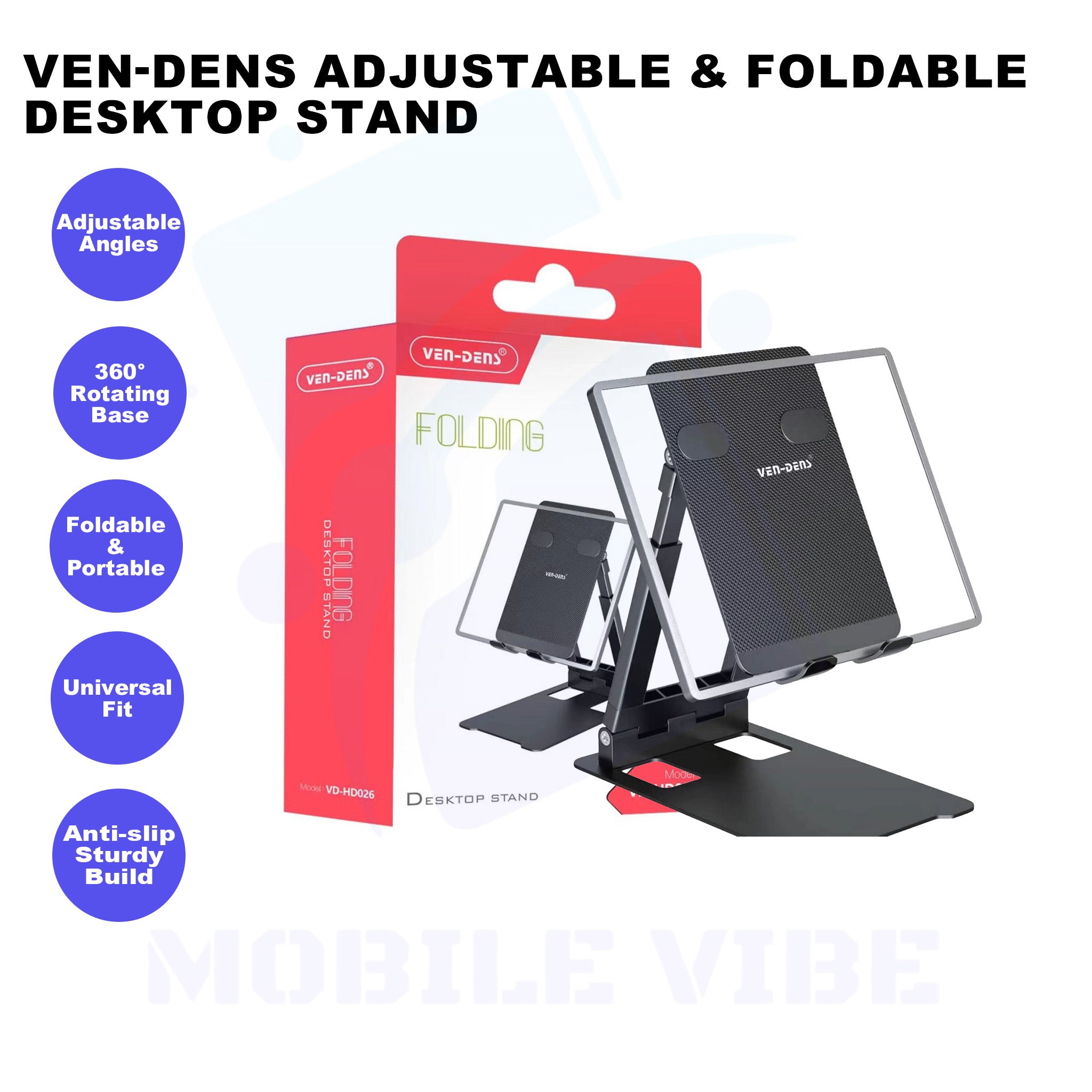 VEN-DENS Adjustable & Foldable Desktop Stand Features