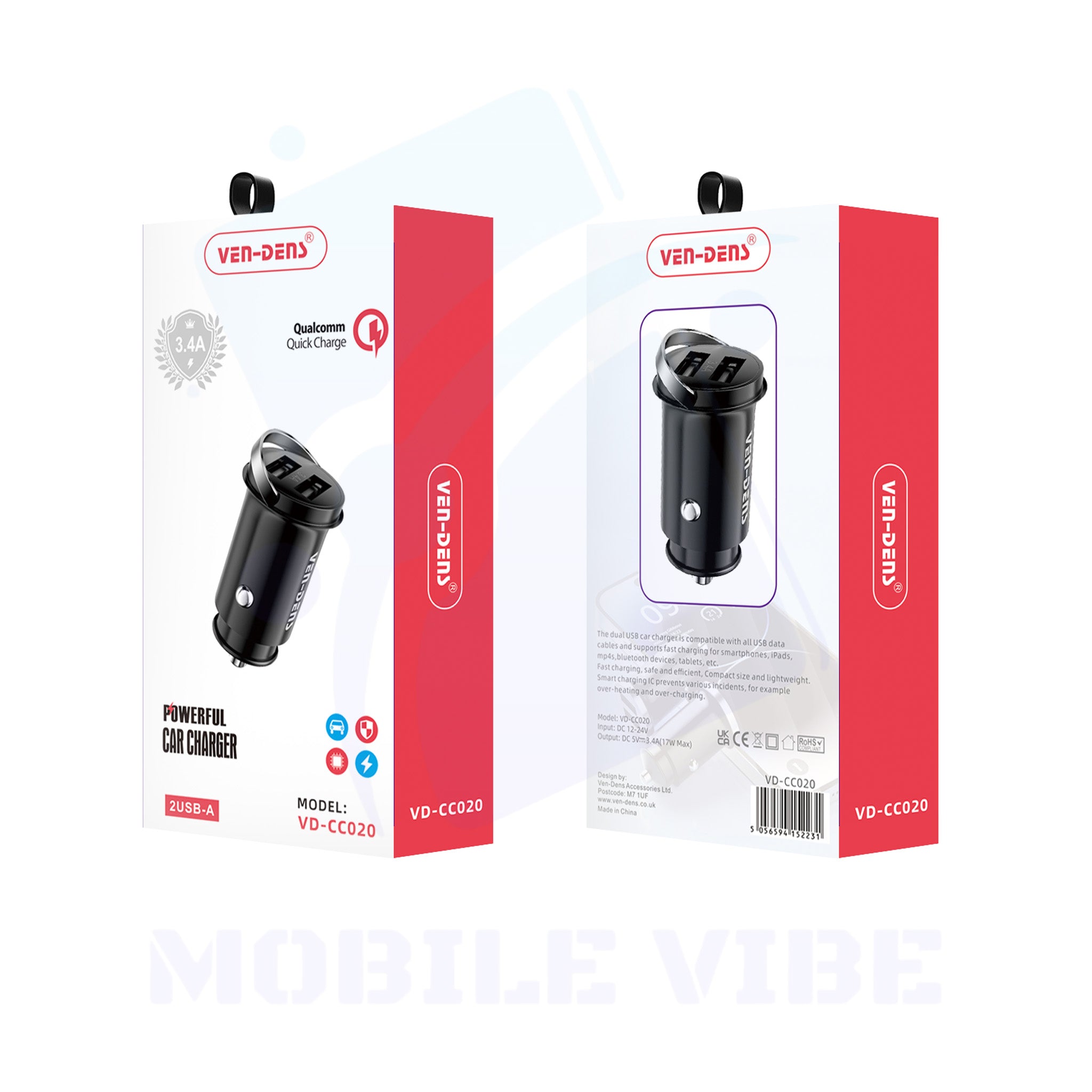 VEN-DENS Car Charger Adapter Packed