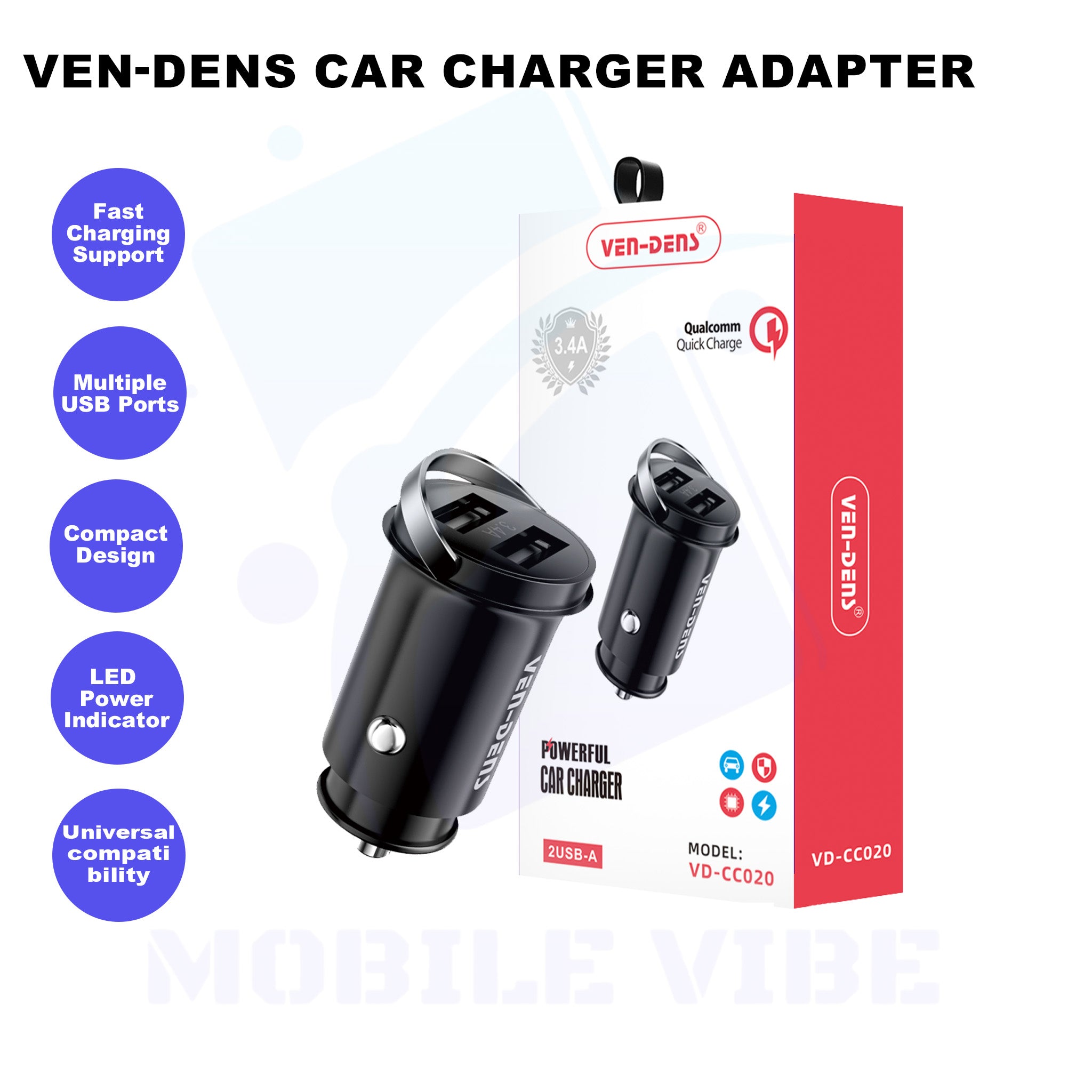 VEN-DENS Car Charger Adapter Features