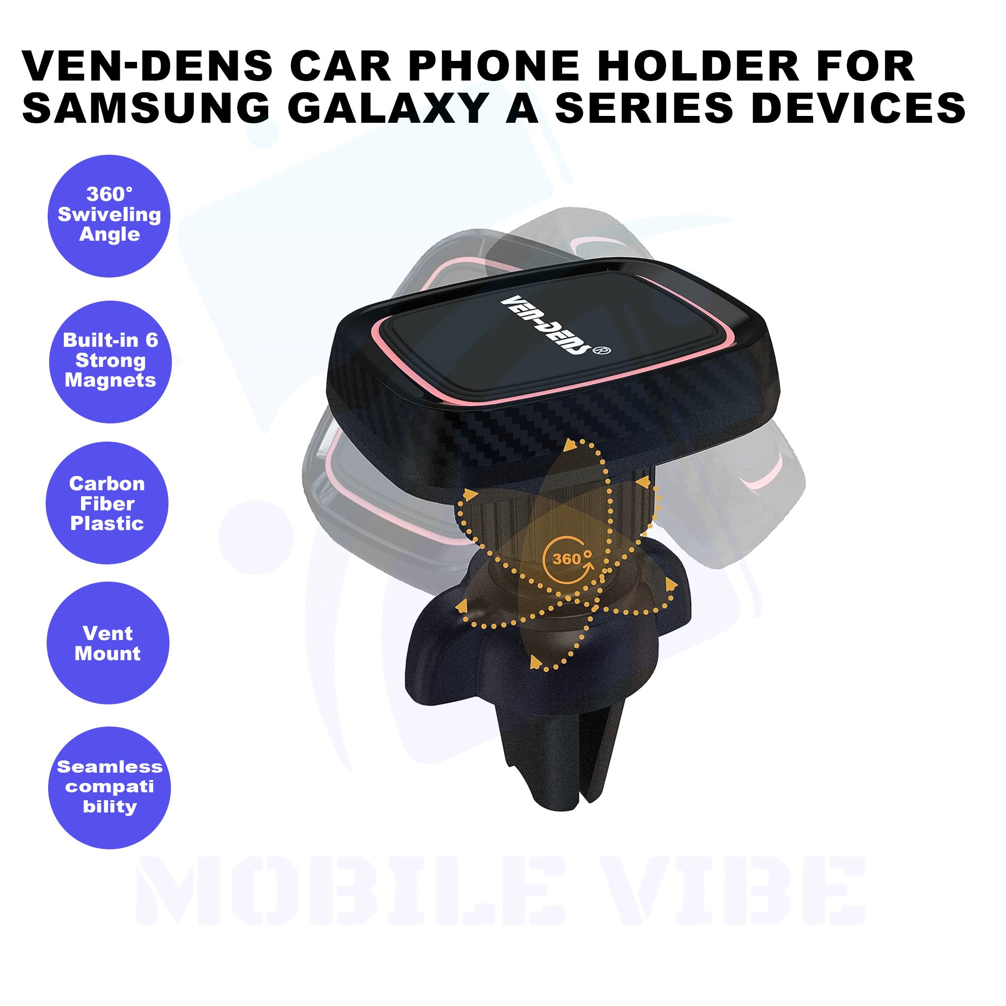 VEN-DENS Car Phone Holder For Samsung Galaxy A Series Devices Features