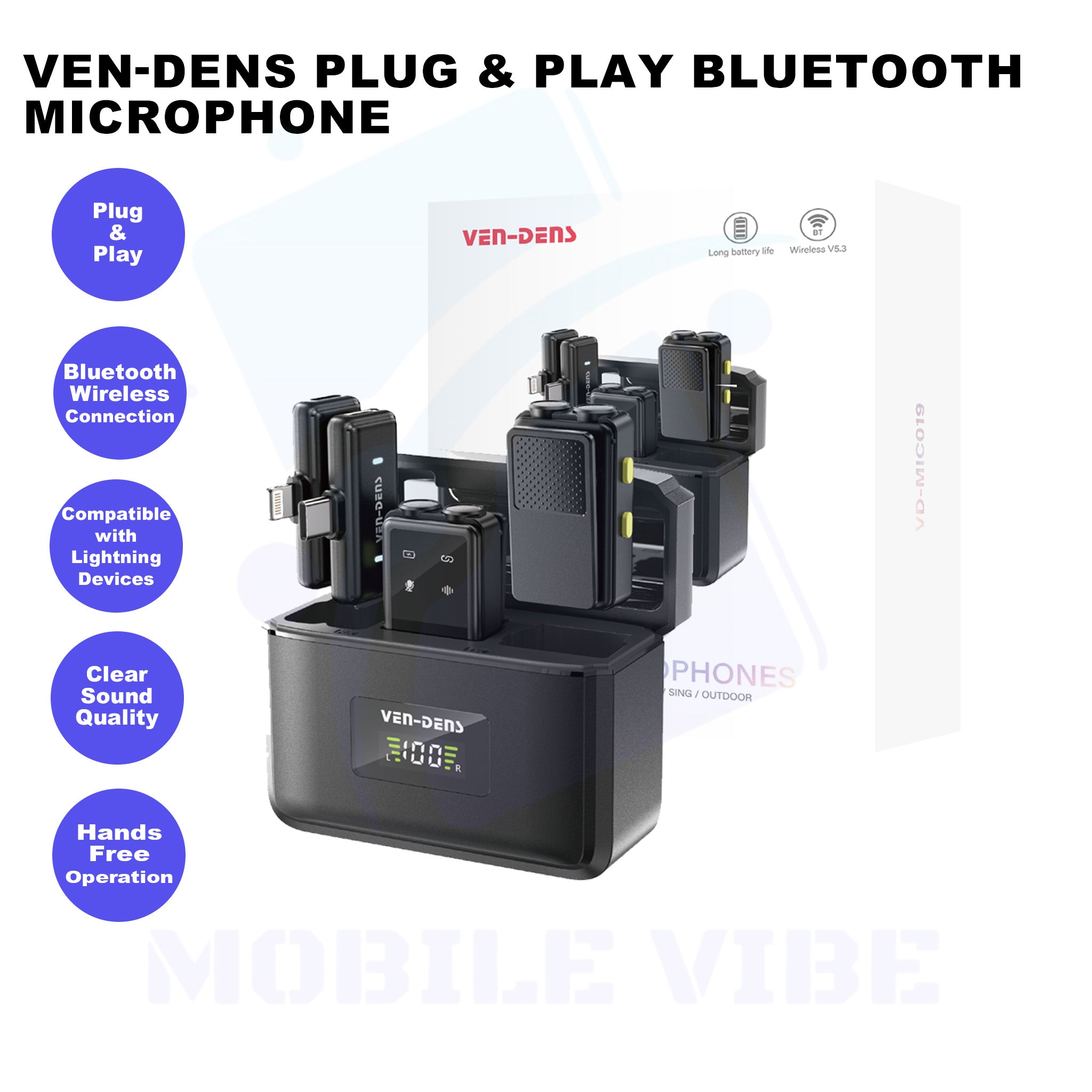 VEN-DENS Plug & Play Bluetooth Microphone Features