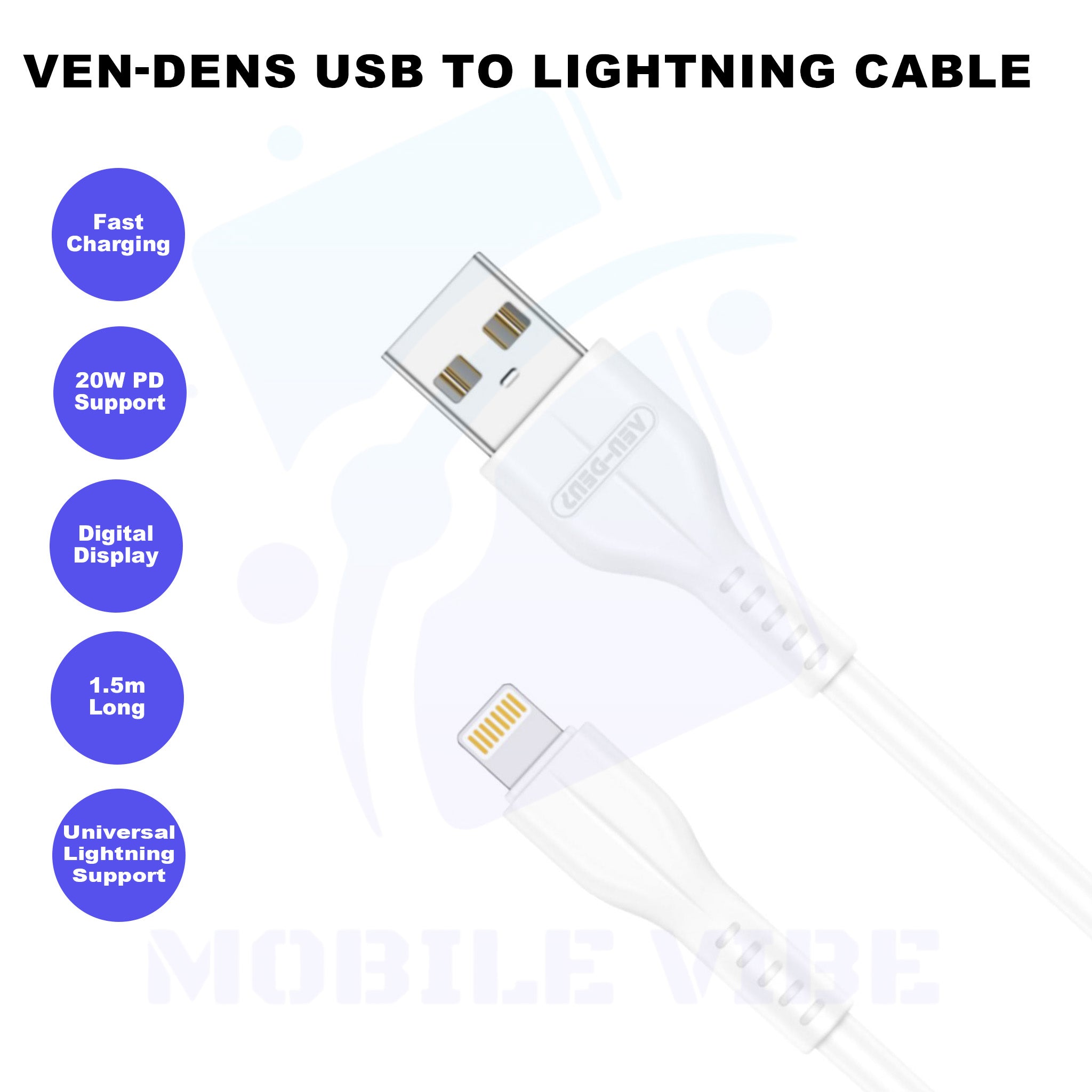 VEN-DENS USB to Lightning Cable Features