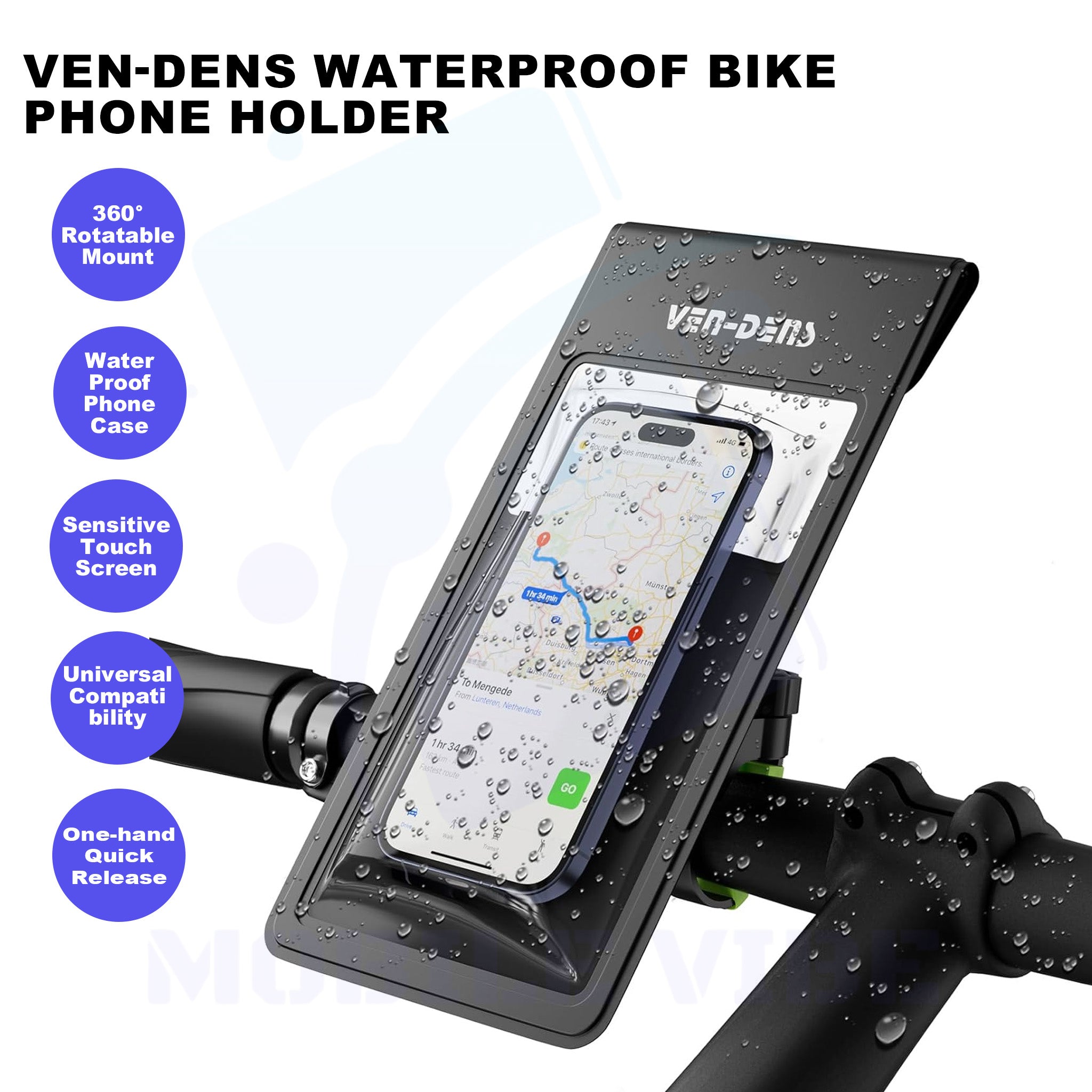 VEN-DENS Waterproof Bike Phone Holder Features