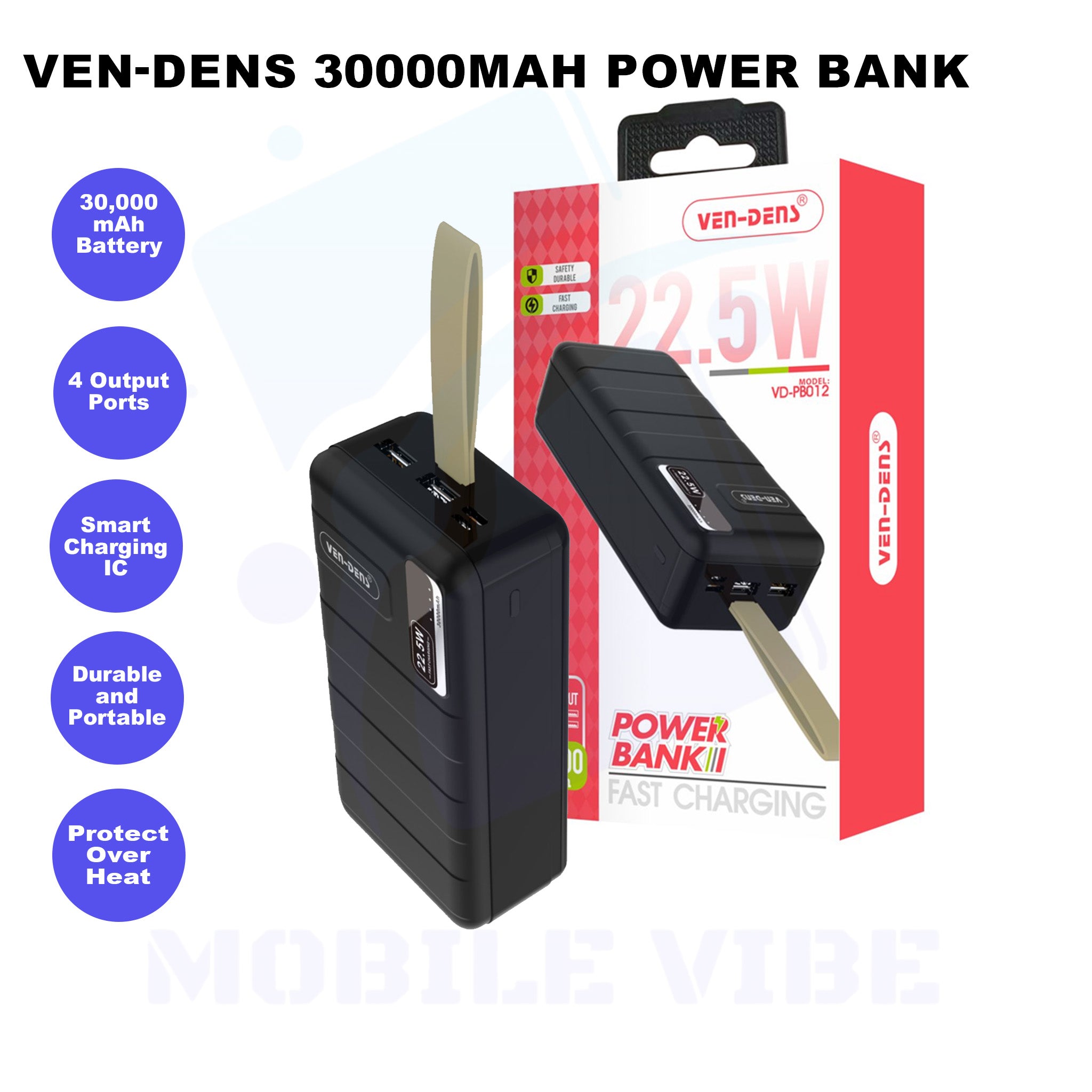 Ven-Dens 30000mAh Power Bank Features