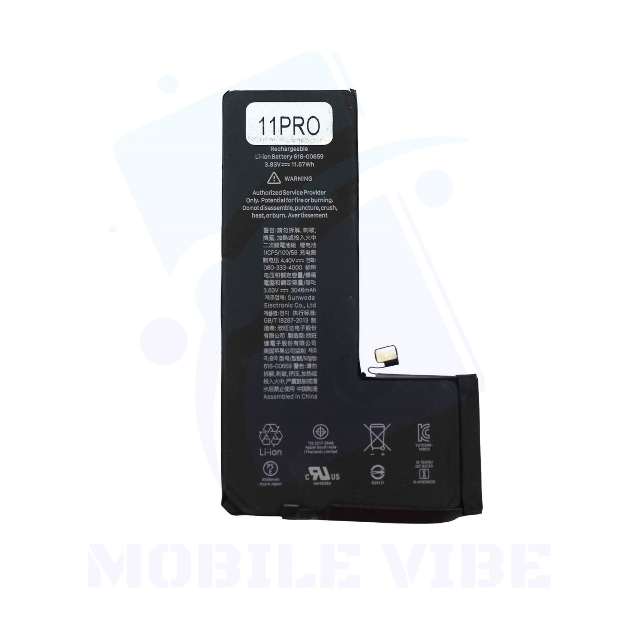 WYEFLUX High-Quality Replacement Battery for iPhone 11 Pro Back