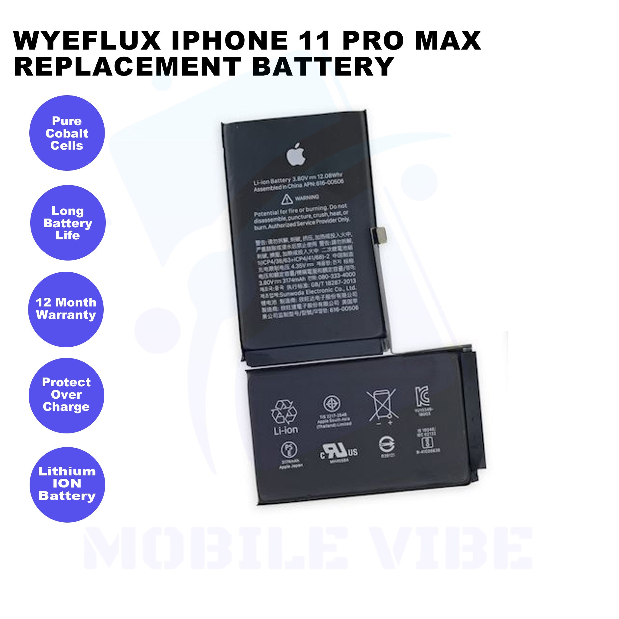 WYEFLUX Premium iPhone 11 Pro Max Replacement Battery Features