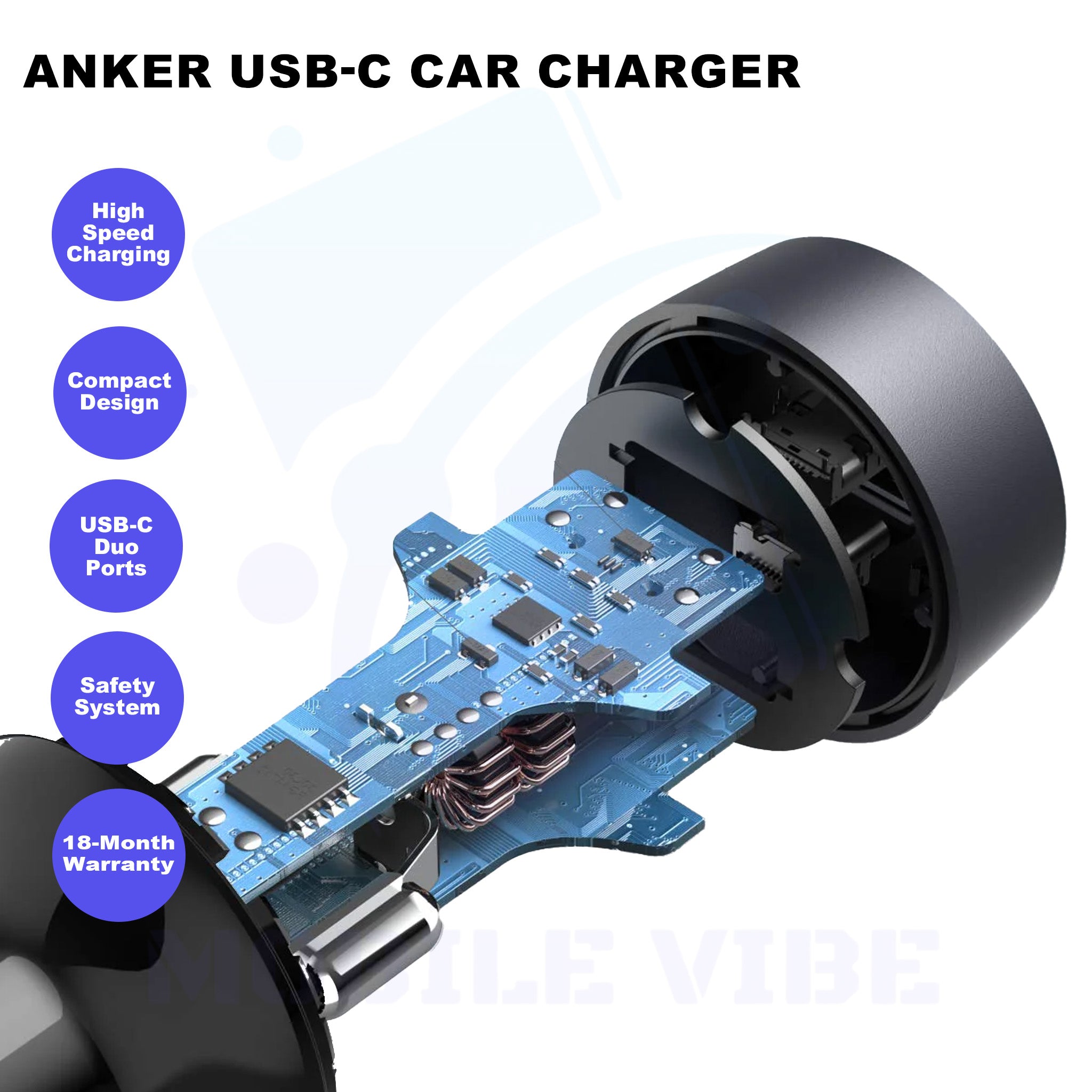 Anker PowerDrive III Duo USB-C Car Charger Features