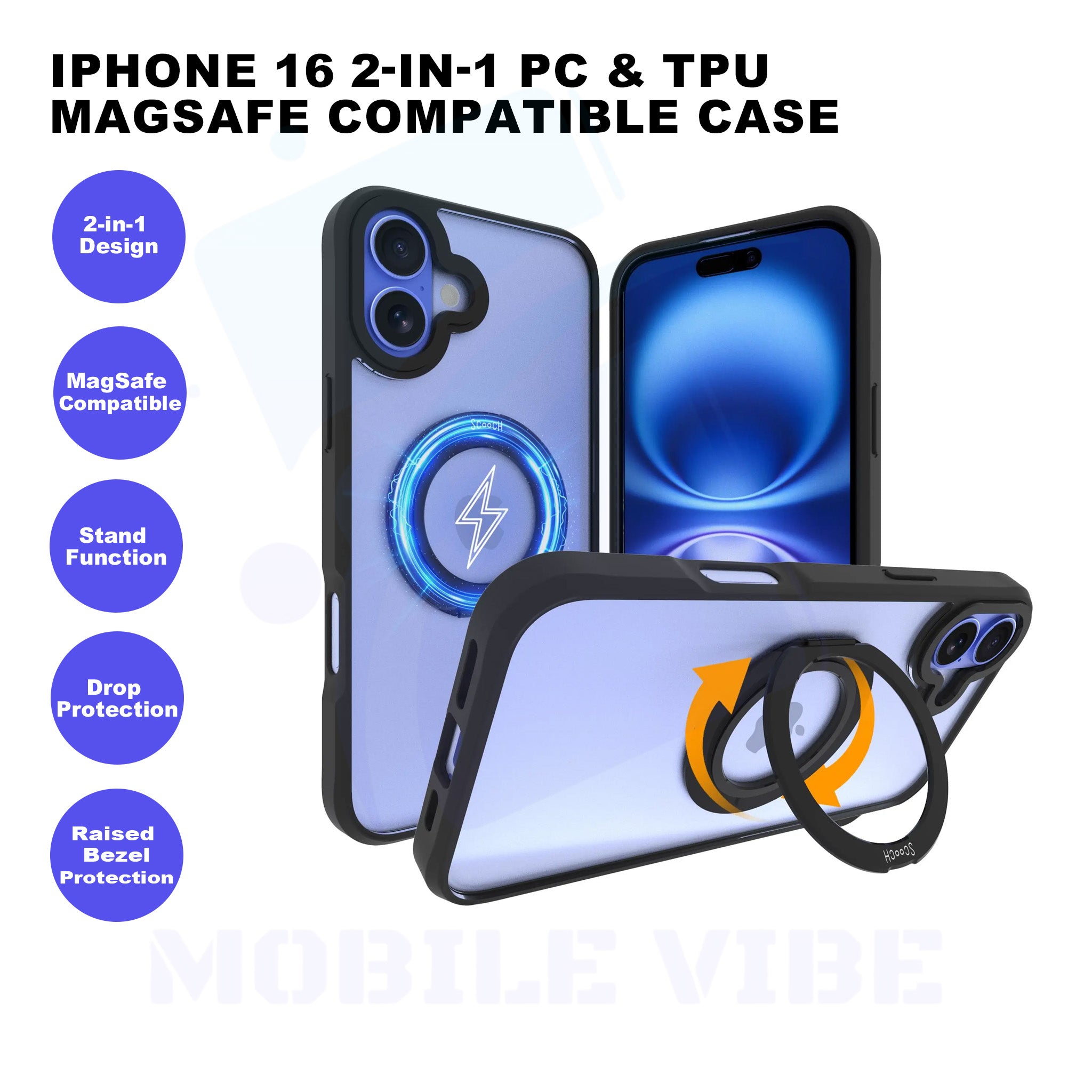 iPhone 16 2-in-1 PC & TPU MagSafe Compatible Case Features