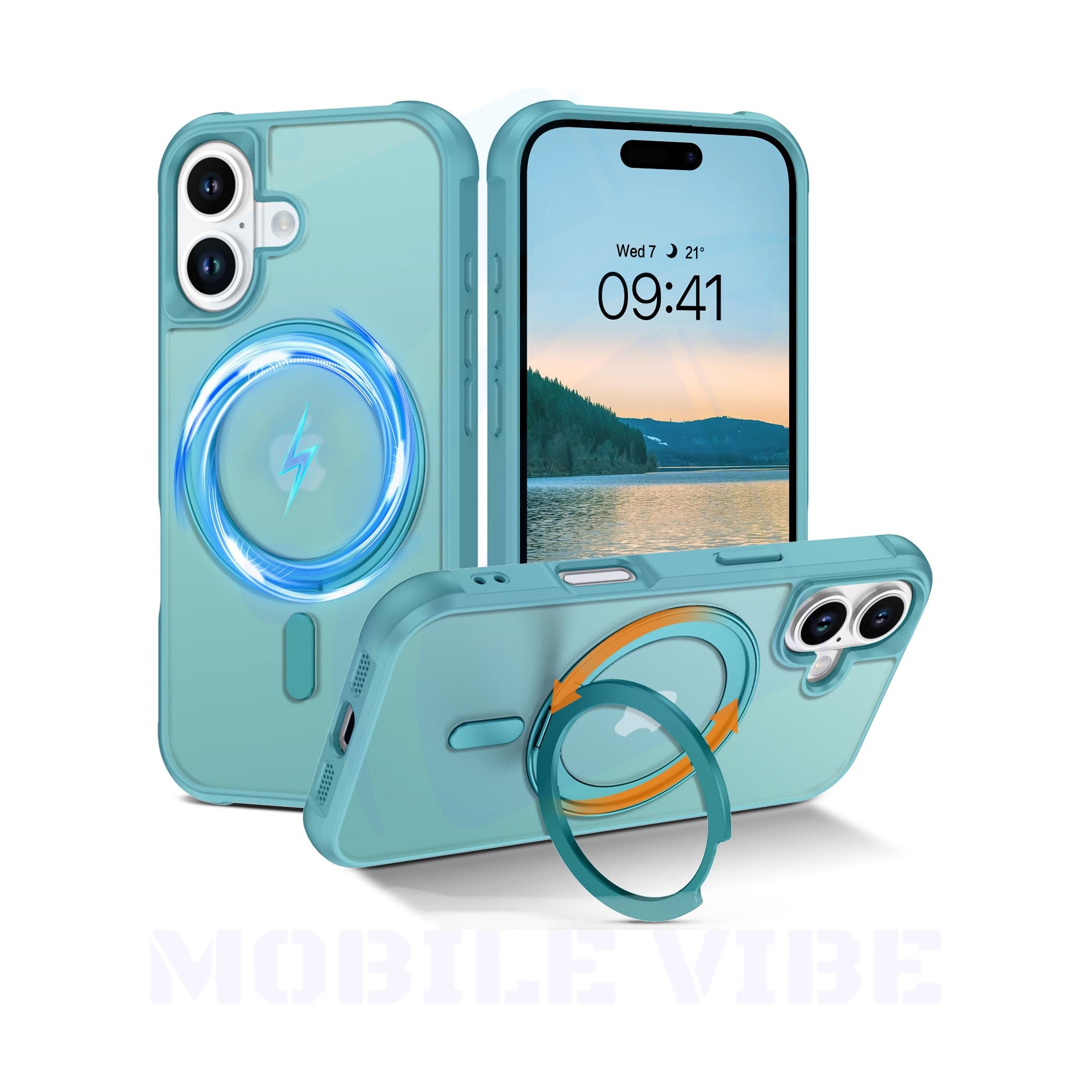 iPhone 16 2-in-1 PC & TPU MagSafe Compatible Case light blue with Stand Function