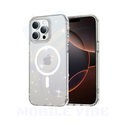iPhone 16 Clear Diamond Glitter Case with Magnetic Wireless Charging