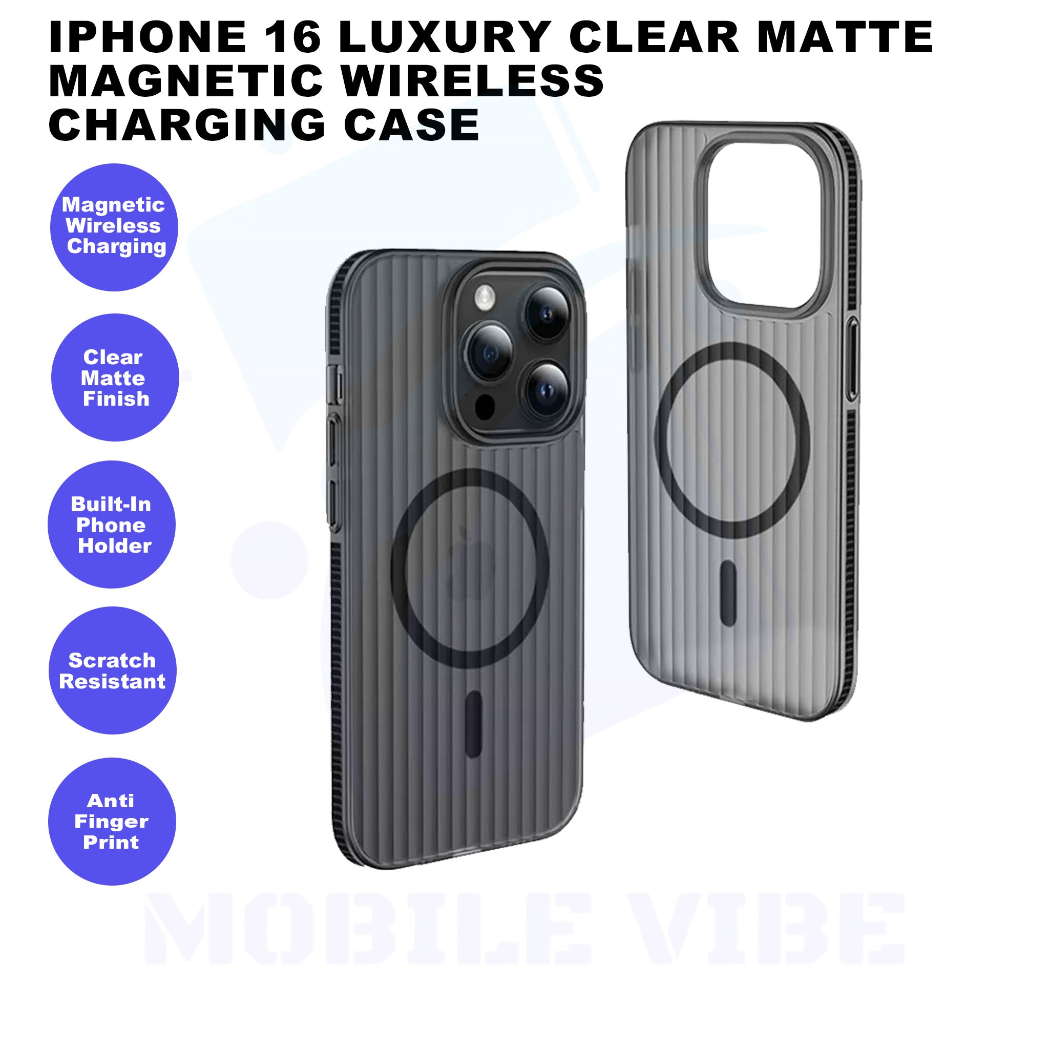 iPhone 16 Luxury Clear Matte Magnetic Wireless Charging Case Features