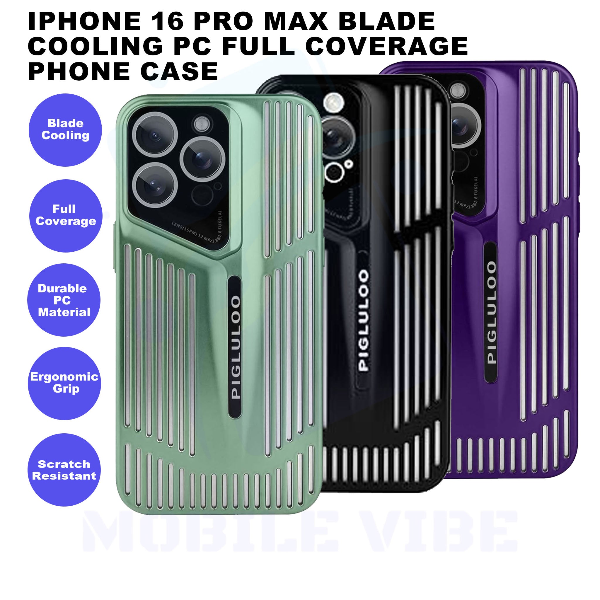iPhone 16 Pro Max Blade Cooling PC Full Coverage Phone Case Features