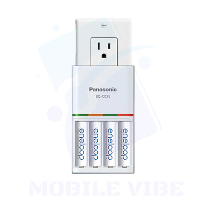Panasonic eneloop AA Batteries (4‑Pack) with Advanced 3‑Hour Individual Charger