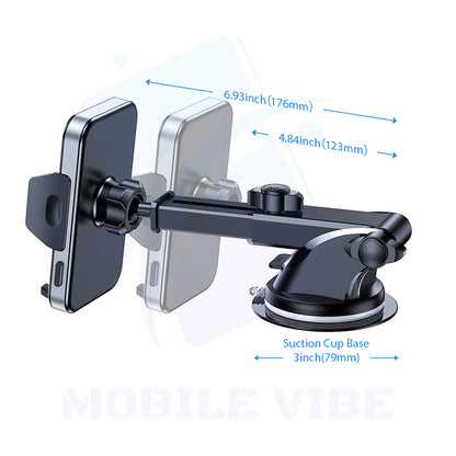 VICSEED Military-Grade Dashboard & Windshield Phone Mount Back view and measures